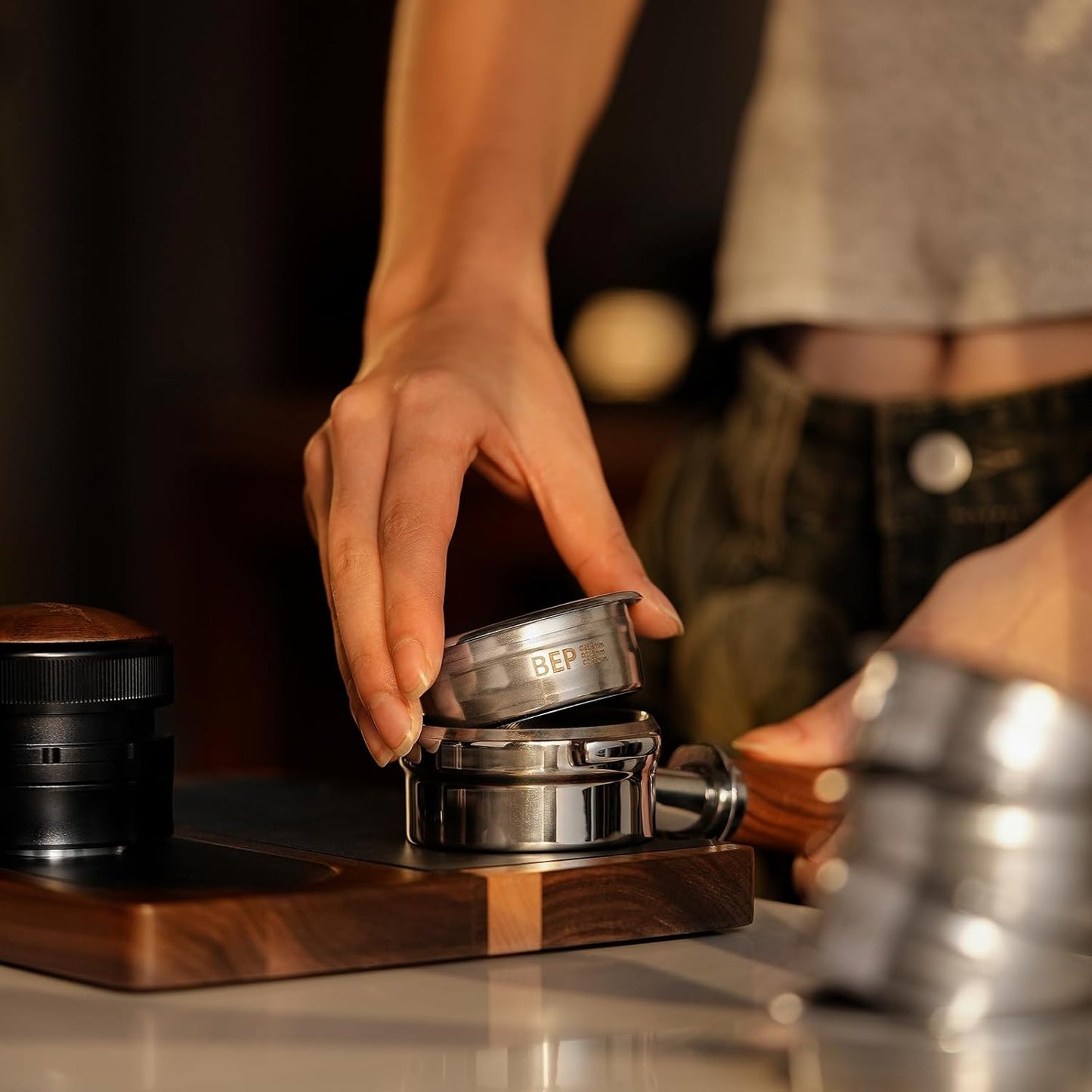 MHW-3BOMBER 58mm Espresso Filter Basket, 15g Double-layer Stainless Steel High Precision Extraction Portafilter Basket Filter Fits Most 58mm Portafilter/Tamper, Ridged, FB5627-OS