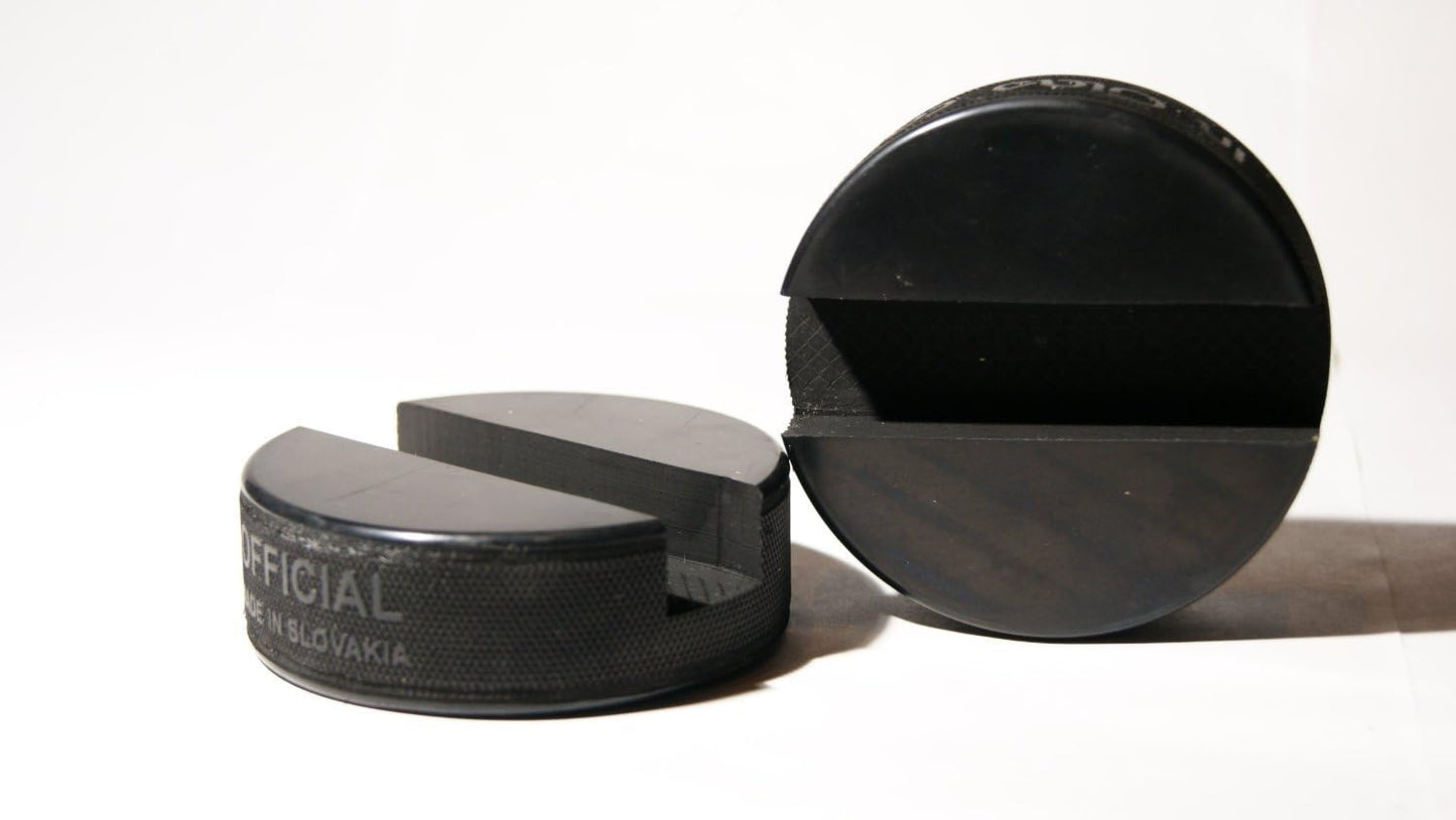 The Original Indestructible Hockey Puck Cell Phone Stand - The Best Universal Smartphone Stand. Compatible for All iPhone/Samsung/Google/LG Smartphones. Made from a Real Hockey Puck (1 Pack)
