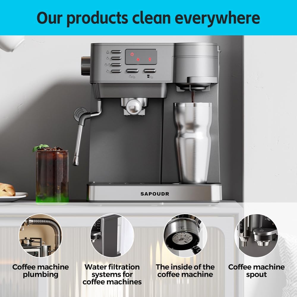 Y-Kelin Coffee Maker Cleaner And Descaler Tablets - 12Count Descaling & Cleaning Solution for Coffee Makers, Pot, Espresso Machines Removes Stains & Oils