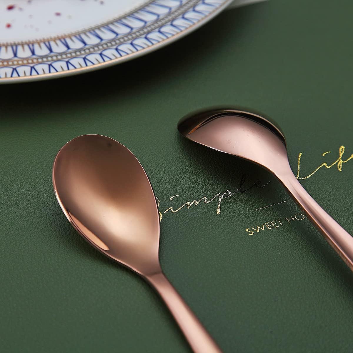 Copper Demitasse Espresso Spoons, 5.5'' Mini Coffee Spoons, Set of 6, Dishwasher Safe