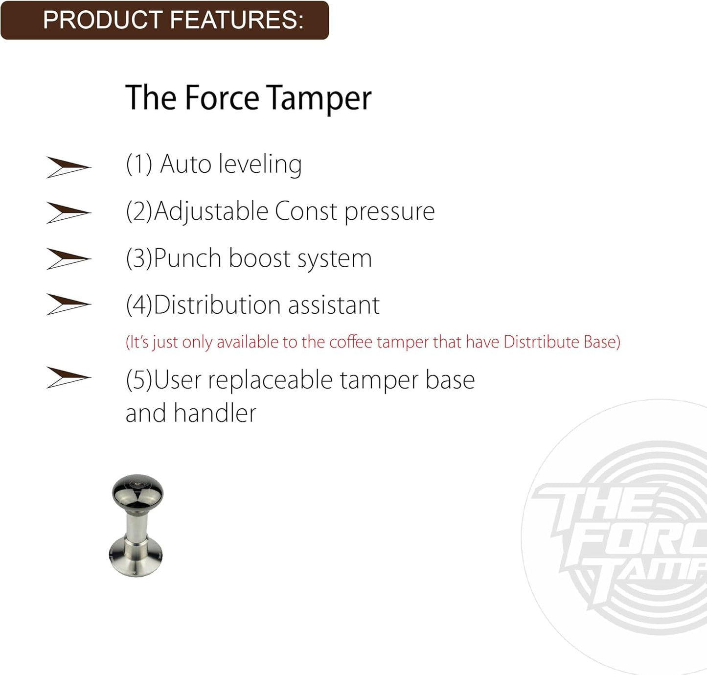 The Force Tamper Automatic Impact Coffee Tamper Adjustable Const Pressure and Autoleveling Extend Set New (Jelly-Black Mirror AL, 58.50mm)