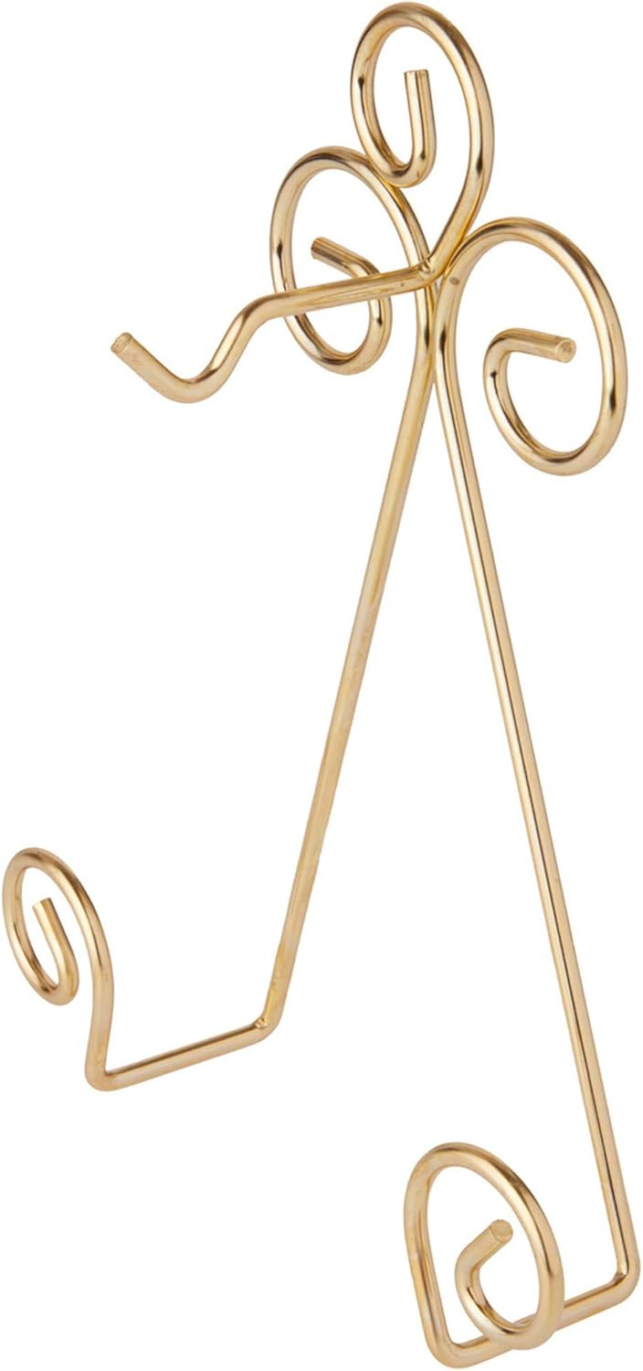 Bard's Scroll Satin Gold-toned Wall Mountable Cup and Saucer Hanger, 8" H x 6.5" W x 1.75" D, Pack of 6