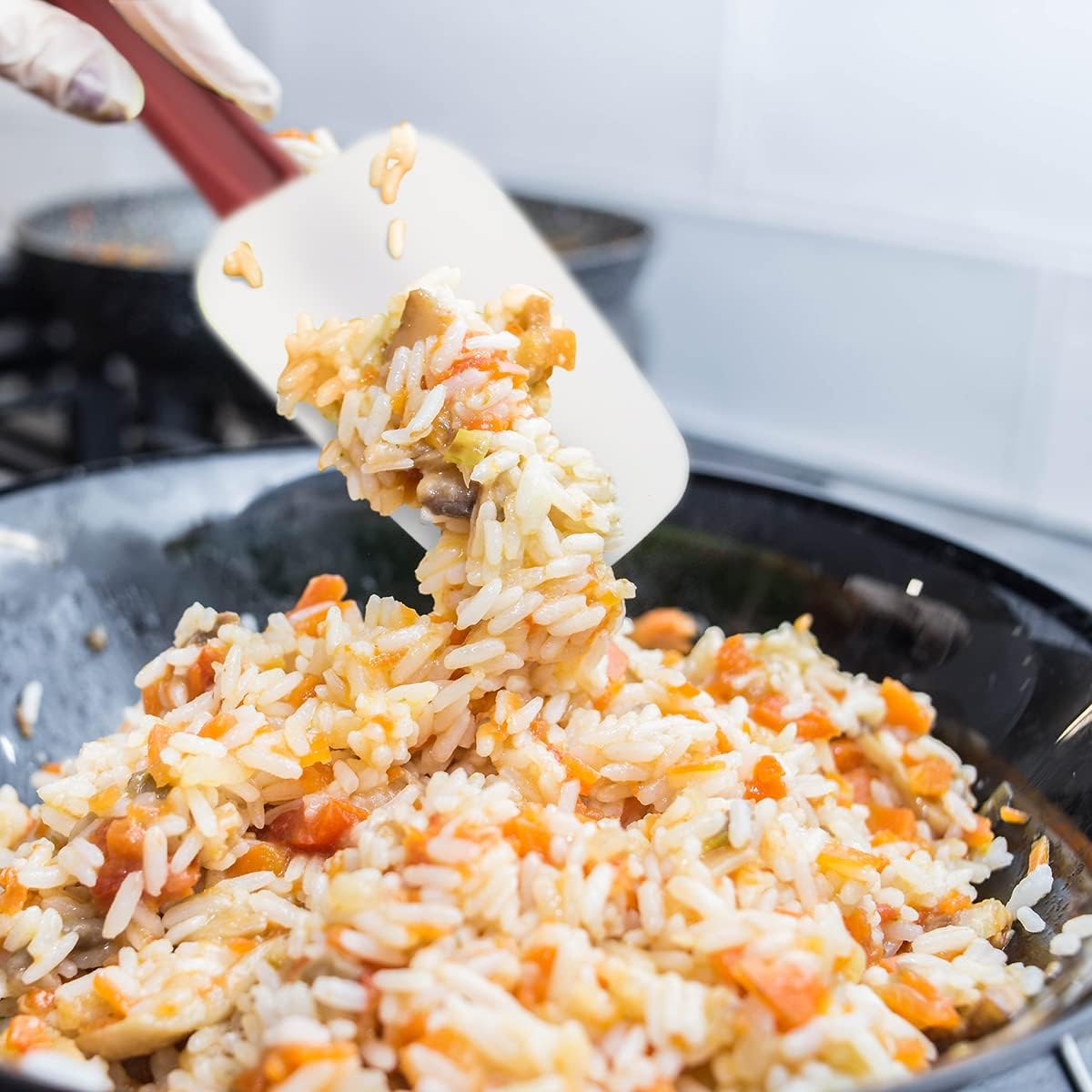 heffiso Silicone Rubber Spatula and Spoon Rubber Spatula Set of 3, High Heat Spatula Spoon, Commercial Spatula for Cooking, Commercial Rubber Spatula (3 Spoonula 16 Inches), White