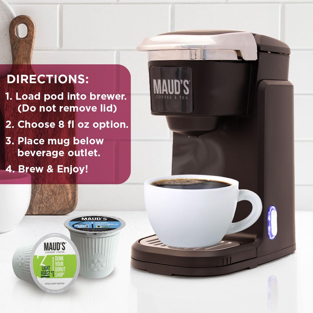 Maud's Original Coffee Pods Variety Pack, 80 ct, 9 Assorted Roasts, Dark & Medium Roast Coffee in Recyclable Single Serve Pods – 100% Arabica Coffee, Compatible with Keurig K Cups Maker