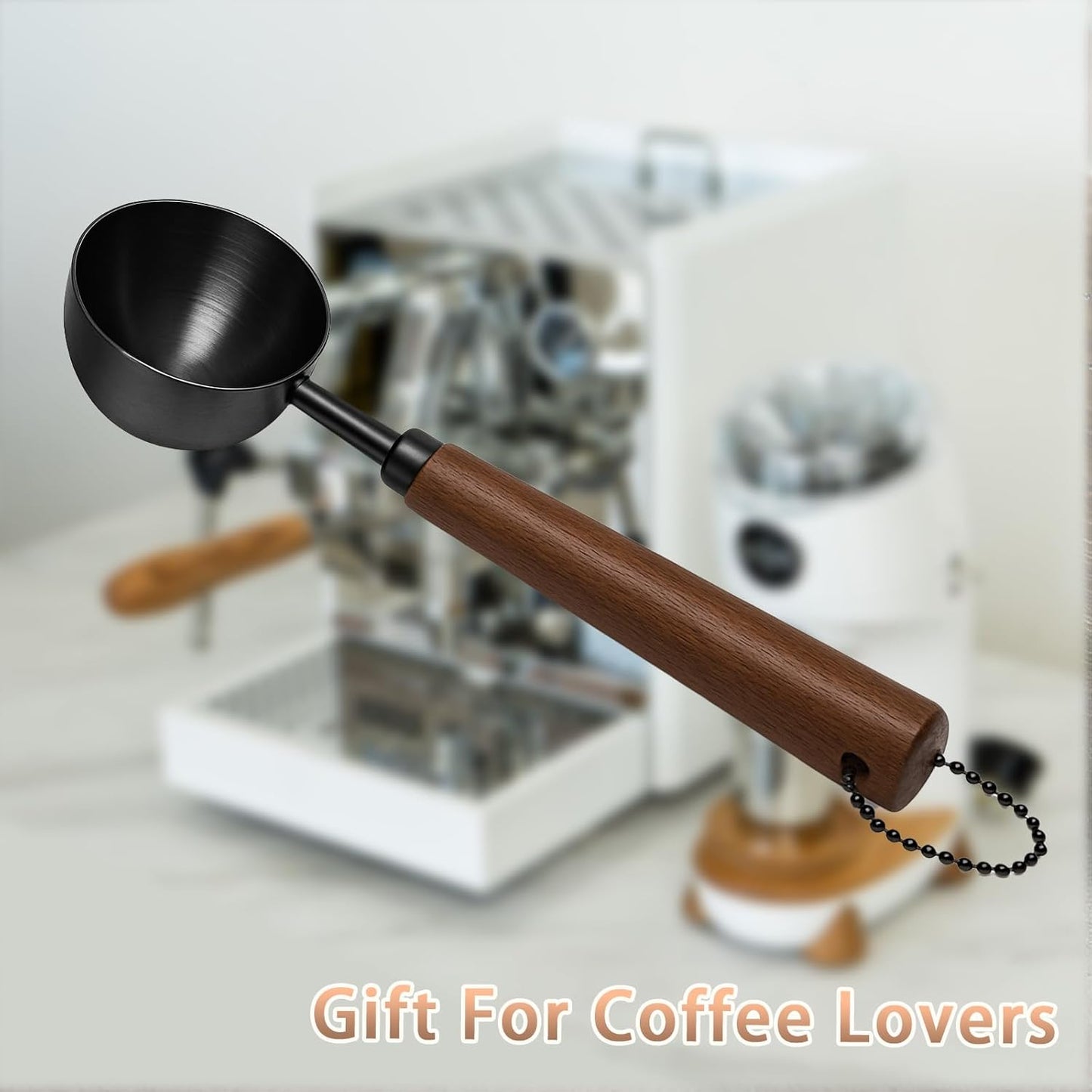 2pcs Vintage Coffee Measuring Spoon, 30ml/10g Capacity Coffee Scoop for Ground Coffee、Coffee Beans and Tea,304 Stainless Steel Coffee Spoons with Long Wooden Handle(Black)