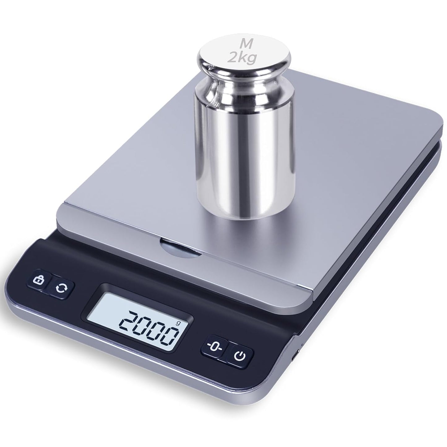 QP 2000g Calibration Weights, OIML Class M1 High Precision Gram Weights, Stainless Steel Scale Calibration Weight for Digital Scale, Balance Scale, Chrome Finish Scale Weights with Storage Case