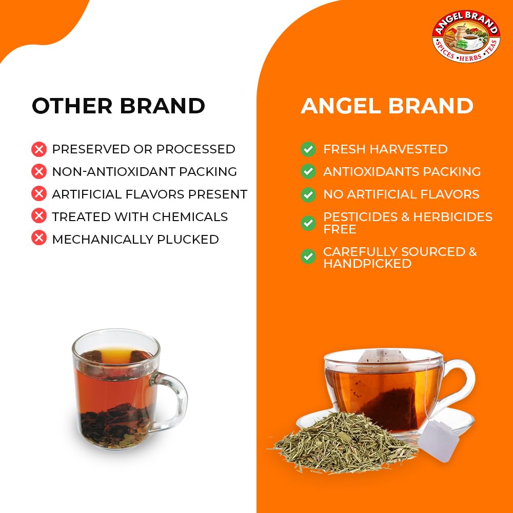 Angel Brand Lemongrass Tea Bags 20 Tea Bags – Pack 3 Lemon Grass Tea with Ginger, Rose Hips, & Clove - Lemongrass Tea Bags with Balanced Flavor, Rich Nutrients & Health Benefits