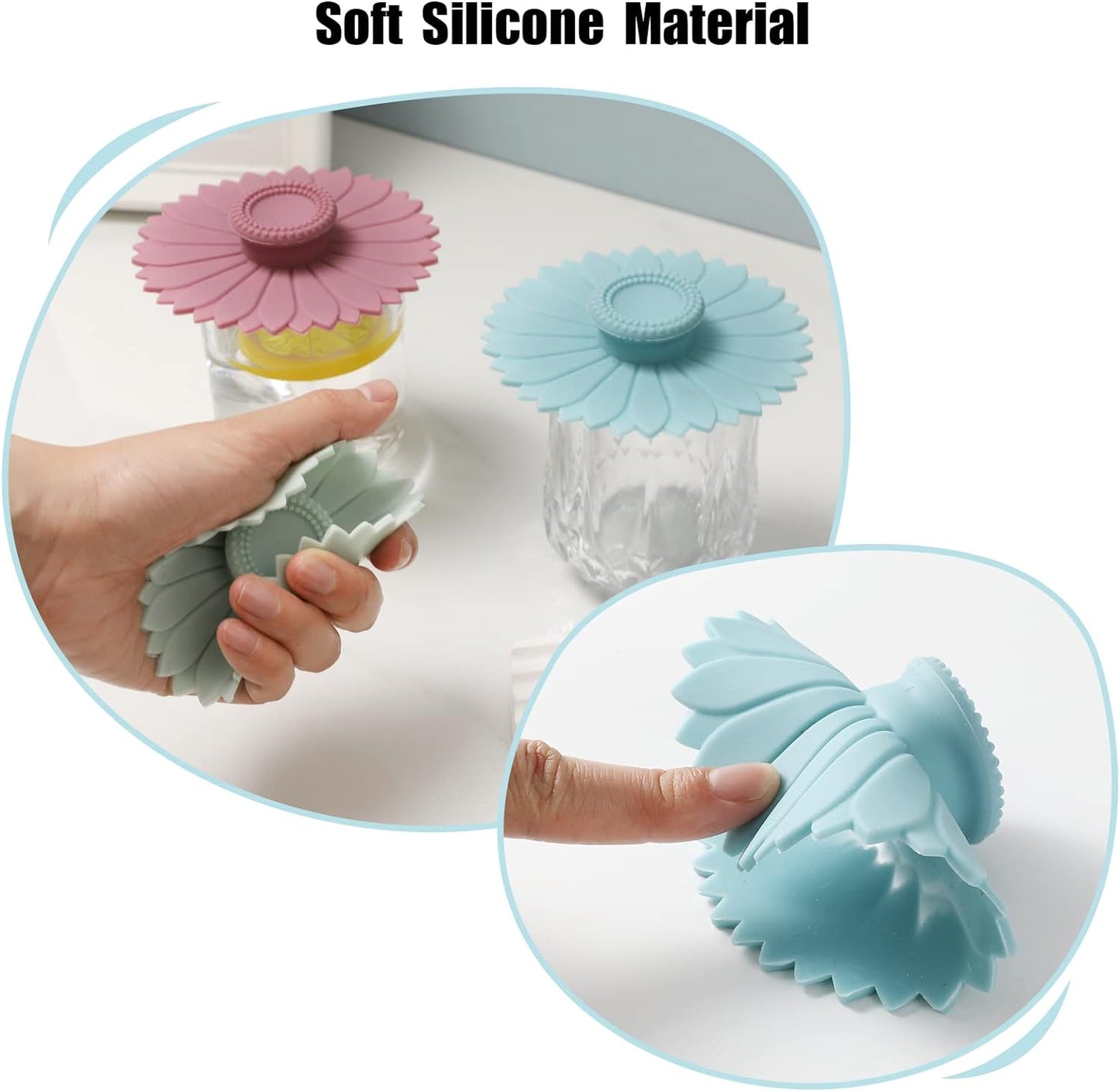 Sunflower Silicone Cup Covers (Set of 3) , Multicolored Silicone Lids for Mugs, Cups, Tea Pots,Flexible Mug Covers,Hot Cup Lids for Coffee & Tea