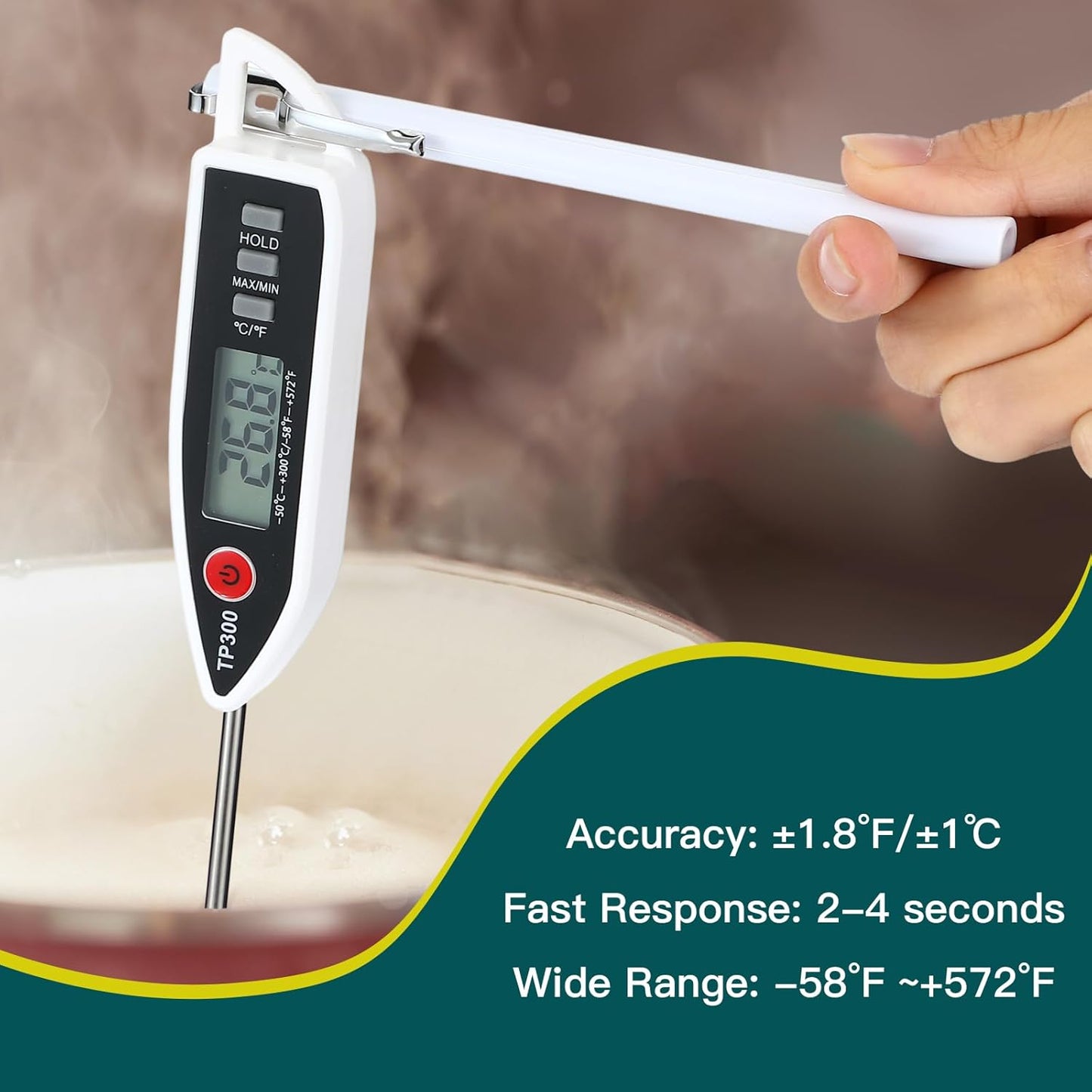 12 Set Waterproof Food Thermometer for Water, Liquid, Candle and Cooking Digital Meat Thermometer with Long Probe Instant Read for Kitchen BBQ Grill Candy (White)