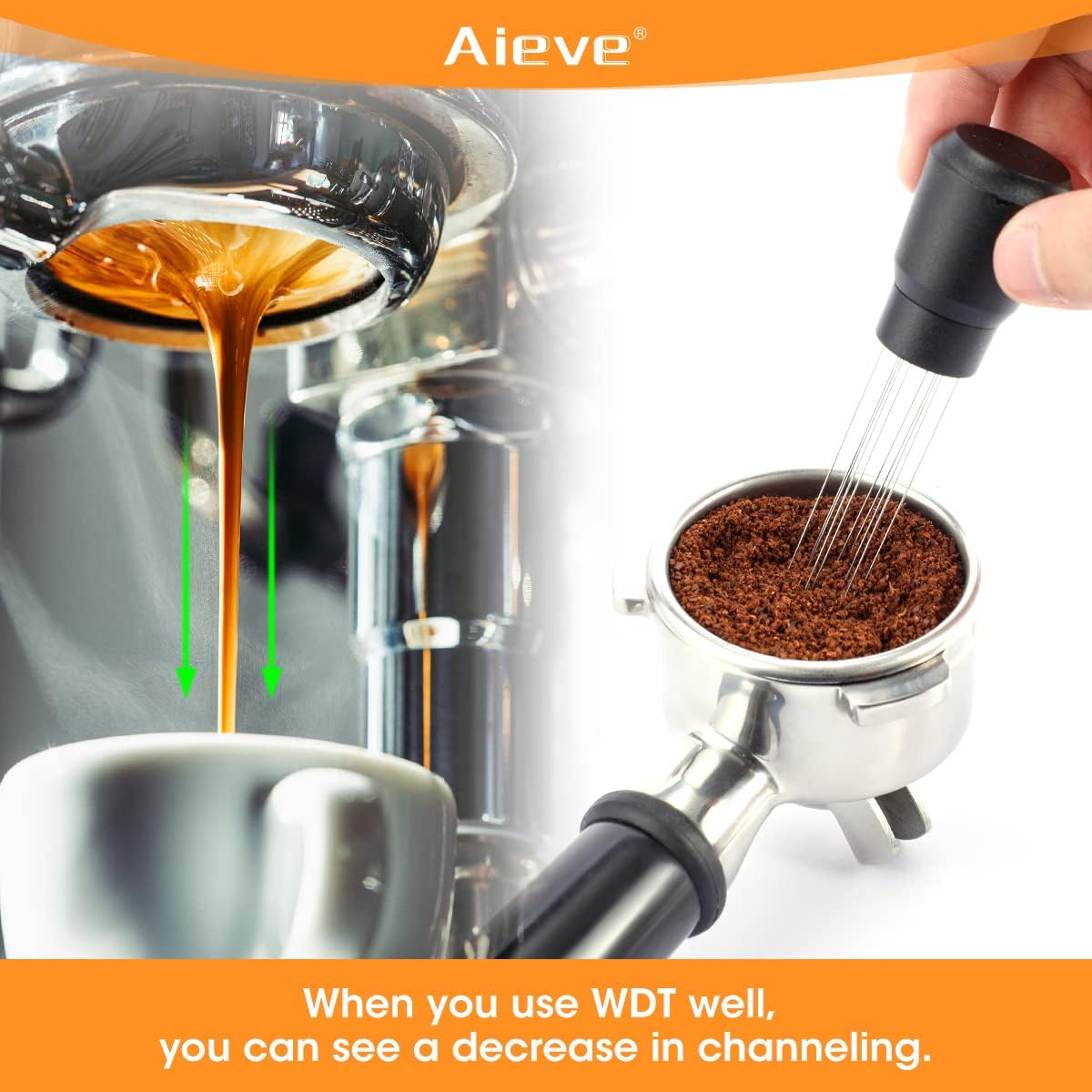 Aieve WDT Tool Espresso, Distribution Tool Espresso Accessories, 10 Needle Coffee Stirrer with Stand for Barista (Ease of Use in 2 Ways Installtion)