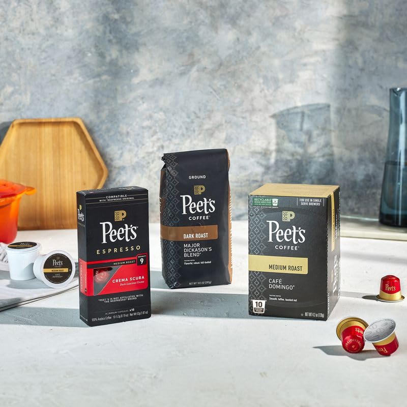 Peet's Coffee, USDA Organic Dark Roast Single Serve Coffee Pods - Alma de la Tierra 10 Count (1 Box of 10 Pods)