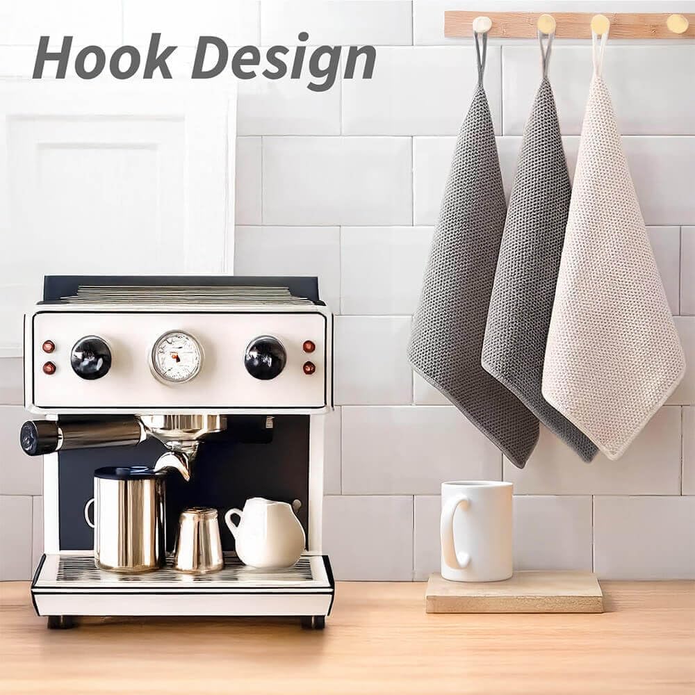 Barista Towels 8 Pack, Microfiber Coffee Cleaning Cloths for Espresso Machines, Steam Wands & Countertops – Essential Coffee Bar Accessories, 12”x12”, Grey