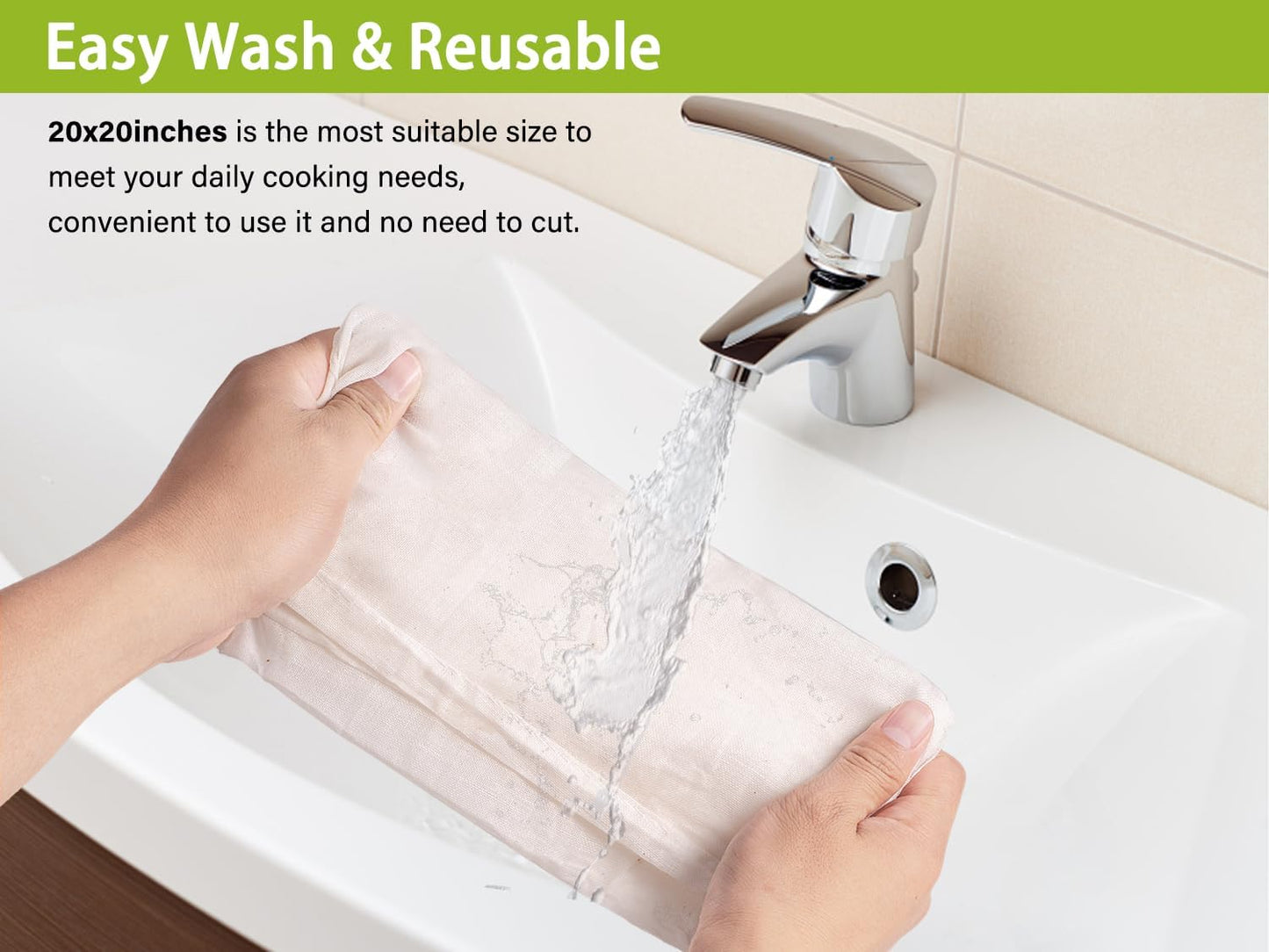 Organic Cheese Cloths, GOTS Certified, 4PCS, Grade 100,20x20Inch Hemmed Cheese Cloth Fabric Reusable Fine Mesh Cloth, 100% Cotton Unbleached Muslin Cheesecloth for Straining, Cooking, Butter,Tea,Tofu