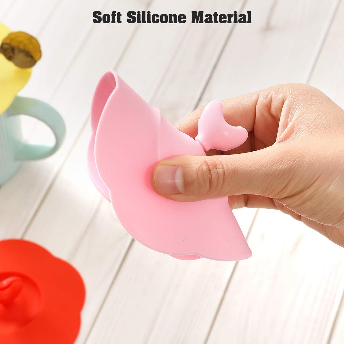 Silicone Cup Covers (Set of 4) , Multicolored Silicone Lids for Mugs, Cups, Tea Pots,Flexible Mug Covers,Hot Cup Lids for Coffee & Tea