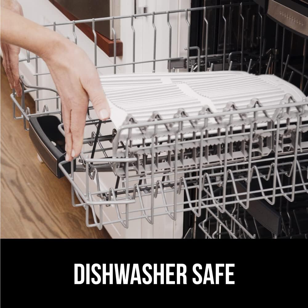 GORILLA GRIP 100% BPA-Free Patented Silicone Dish Drying Mat for Kitchen Counter, Water Catching Ribbed Design, Easy Clean Waterproof Sink Liner, Heat Resistant, Fits Under Rack, 13x11 Inch, White