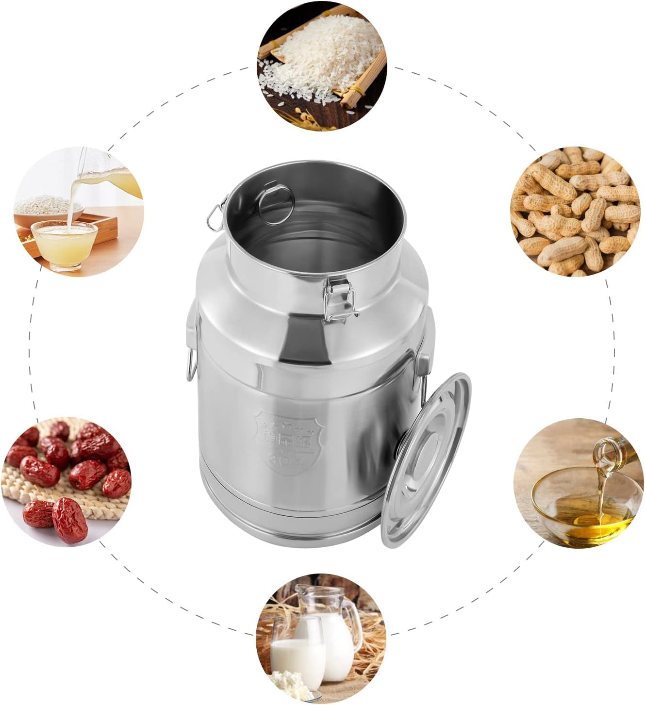 Thickened Stainless Steel Milk Can Large Liquid Container Storage,Stainless Steel Milk Bucket With Sealing Lid and Carry Handle,for Wine, Oil Storage Transport (28L/7.4 Gal)