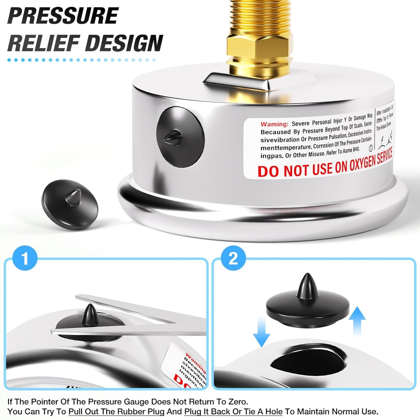 MEANLIN MEASURE 0-100Psi Stainless Steel Liquid Filled Pressure Gauge 1/4" NPT 2.5" FACE DIAL, with 1/4" 5/16" Barbed, WOG Water Oil Air (9Pieces KIT, Back Mount)
