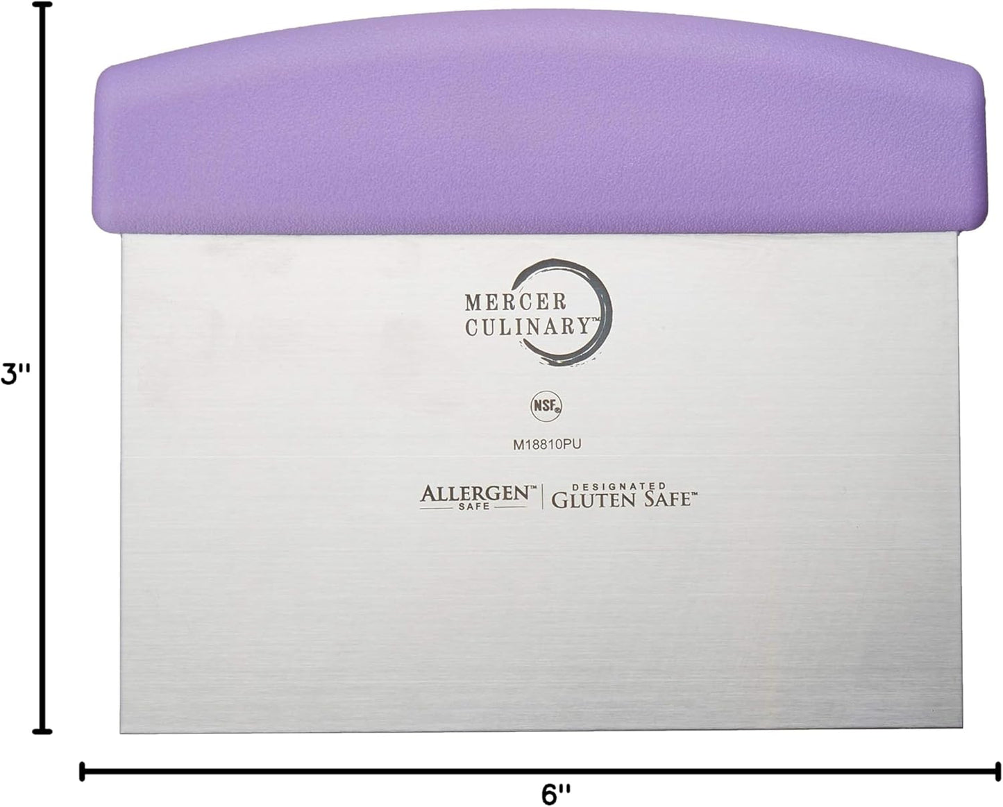 Mercer Culinary Millennia Bench Scraper, 6-Inch x 3-Inch Blade, with Purple Handle,