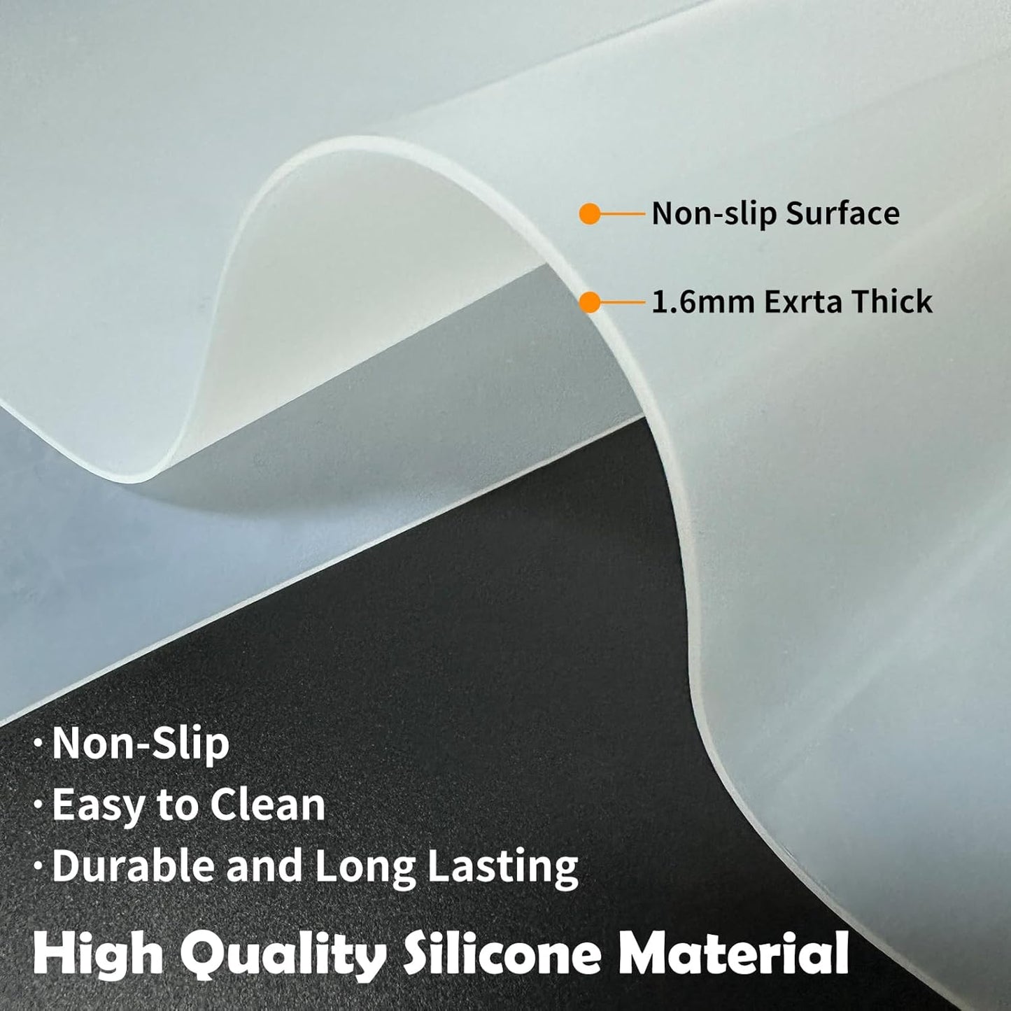 78.7”x23.6”(200cmx60cm) Heat Resistant Mat for Countertop, Silicone Mats for Kitchen Counter, Extra Large Counter Mat, Nonslip Mats for Crafts Countertop Protector, Black