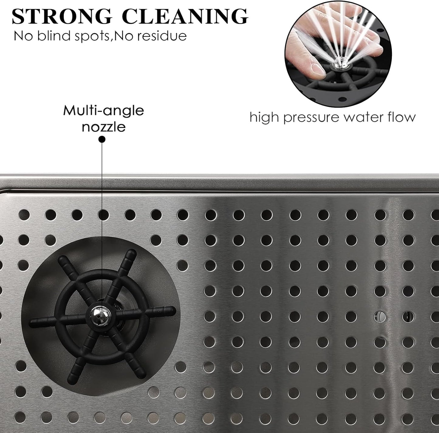 Pitcher Washer, Espresso Washer, Drainage and Drip Tray Stainless Steel Bar Glass Washer is The Sink, and The Cup Spray Washer is The Home Kitchen Hotel Cafe Restaurant (KF28-Silver)