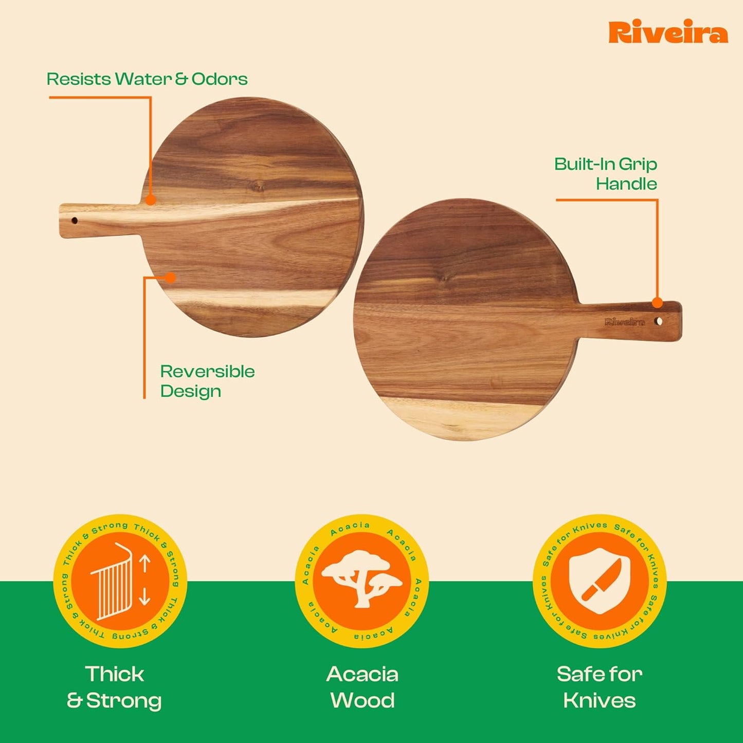 Riveira Acacia Wood Cutting Board – Gourmet Acacia Grandeur: 17 x 12 Wooden Cutting Board – Natural Wooden Cutting Boards For Kitchen Decorative – Innovative Juice Grooves Acacia Wooden Chopping Board