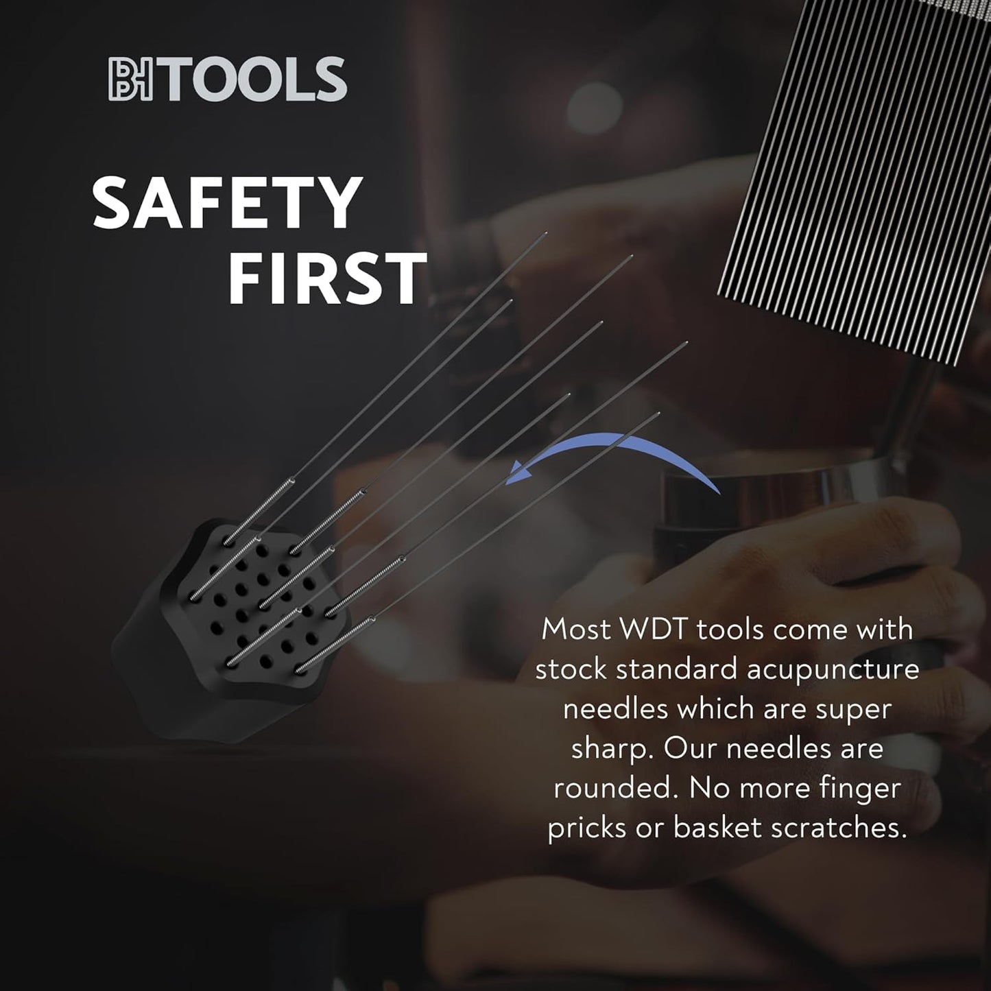 Barista Hustle WDT Espresso Distribution Tool, Coffee Distributor for Barista, 25 Needle Comb with Black Silicone Handle, 501 Stainless Steel for Precise Coffee Distribution, 30 Needles Included