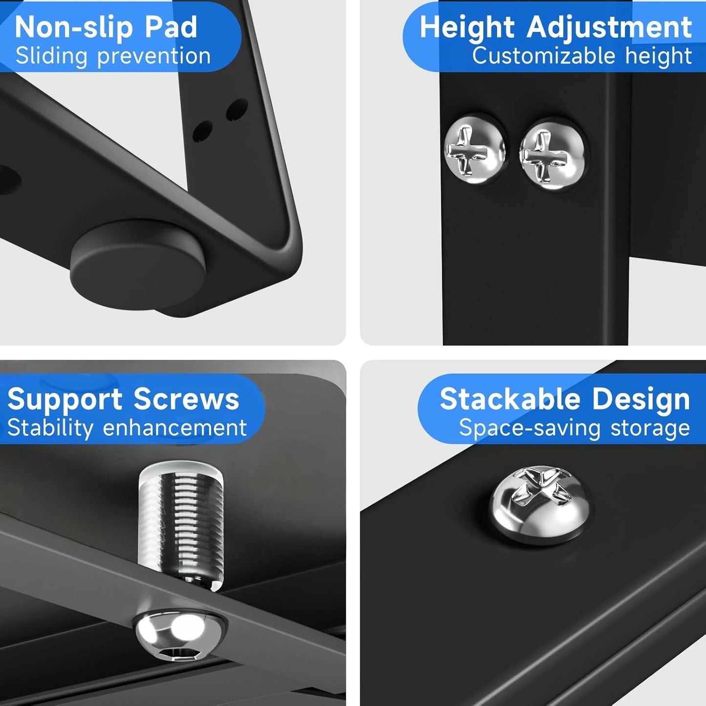 Expandable Cabinet Shelf Organizer, Stackable Kitchen Pantry Counter Storage, Adjustable Closet Cupboard Stand Rack Risers Spice Organization 80LBS Heavy Duty Black 2 Pack