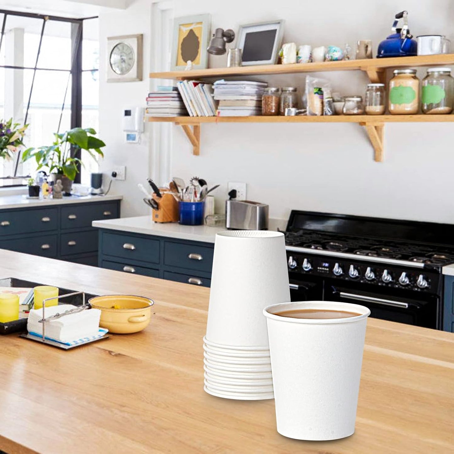 Turbo Bee 300Pack 8oz Paper Cups,Disposable Coffee Cup, White Paper Water Cups,Hot/Cold Beverage Drinking Cup for Party,Travel and Event