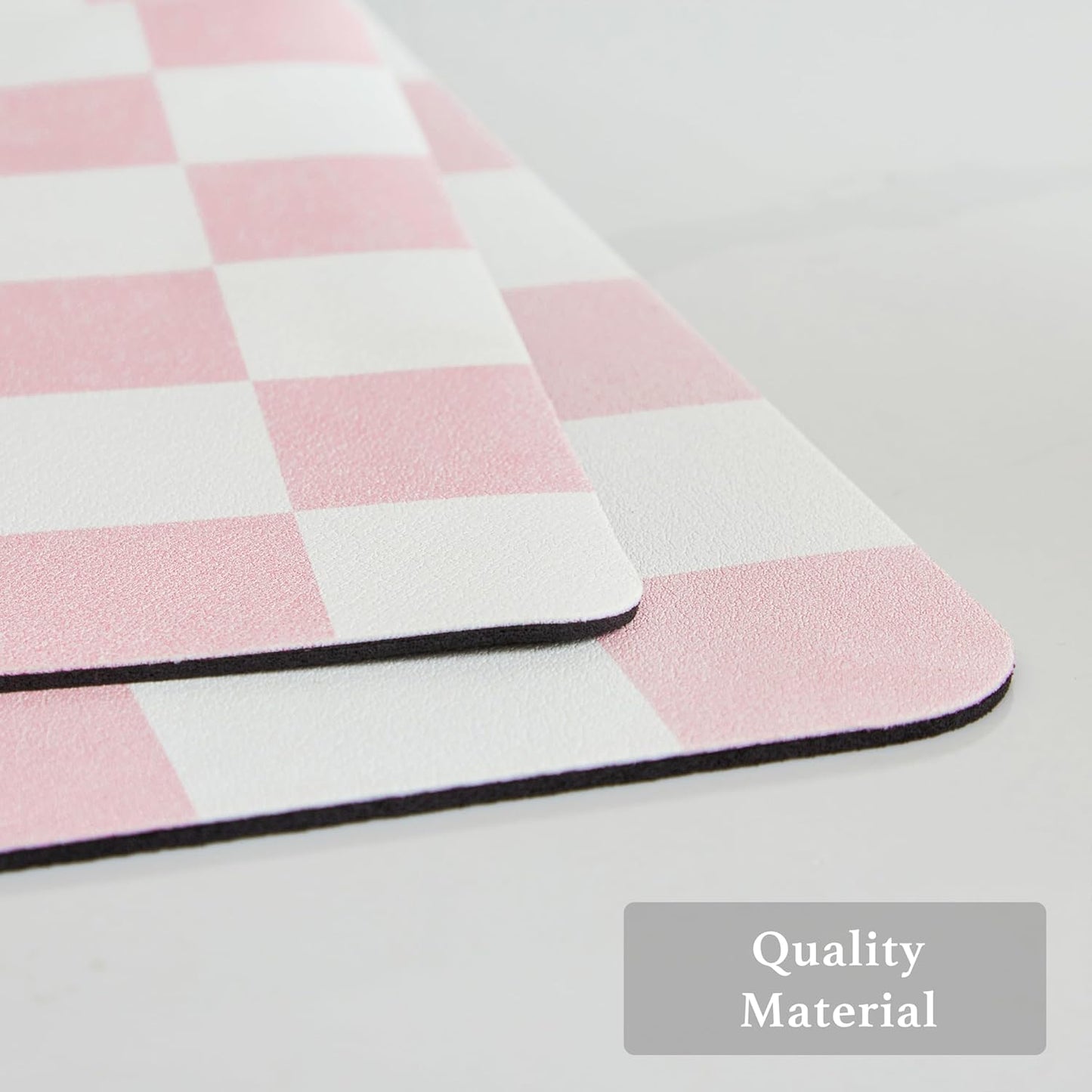 Checkered Dish Drying Mat for Kitchen Counter, Coffee Bar Station Accessories, Retro Cute Aesthetic Girly Women Modern Absorbent Drainer Mat Kitchen Drying Mat Easy Clean, Pink 16" x 24"
