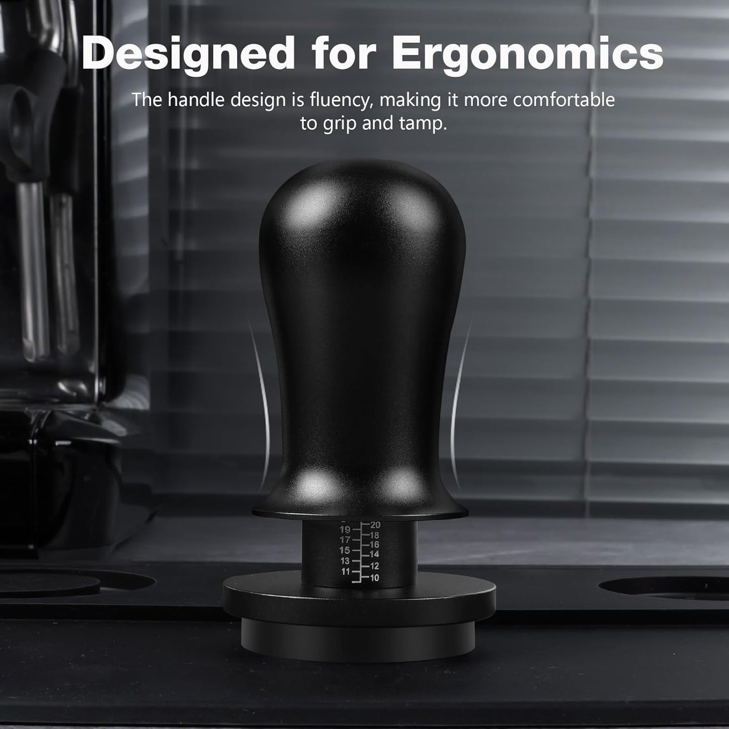 PUSEE 51mm Espresso Coffee Tamper with Double Spring Calibrated, Handle Tamper 30lbs Pressure with Titanium Coating Stainless Steel Ripple for Barista Espresso Machine Accessories 51mm Tamper, Black