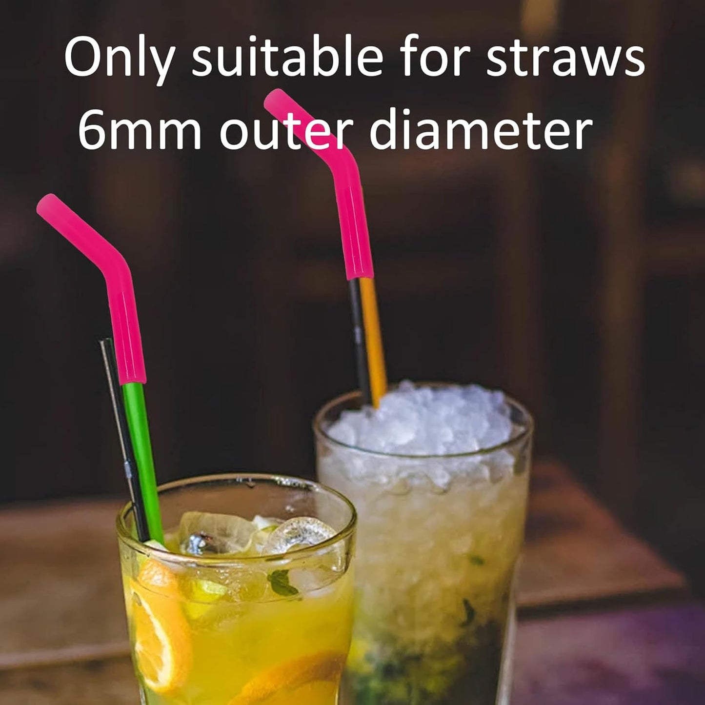 pson 9Pcs Silicone Straw Tips, Food Grade Reusable Flexible Elbow Tips Fit for 8mm Stainless Steel Metal Straws(Rose Pink)