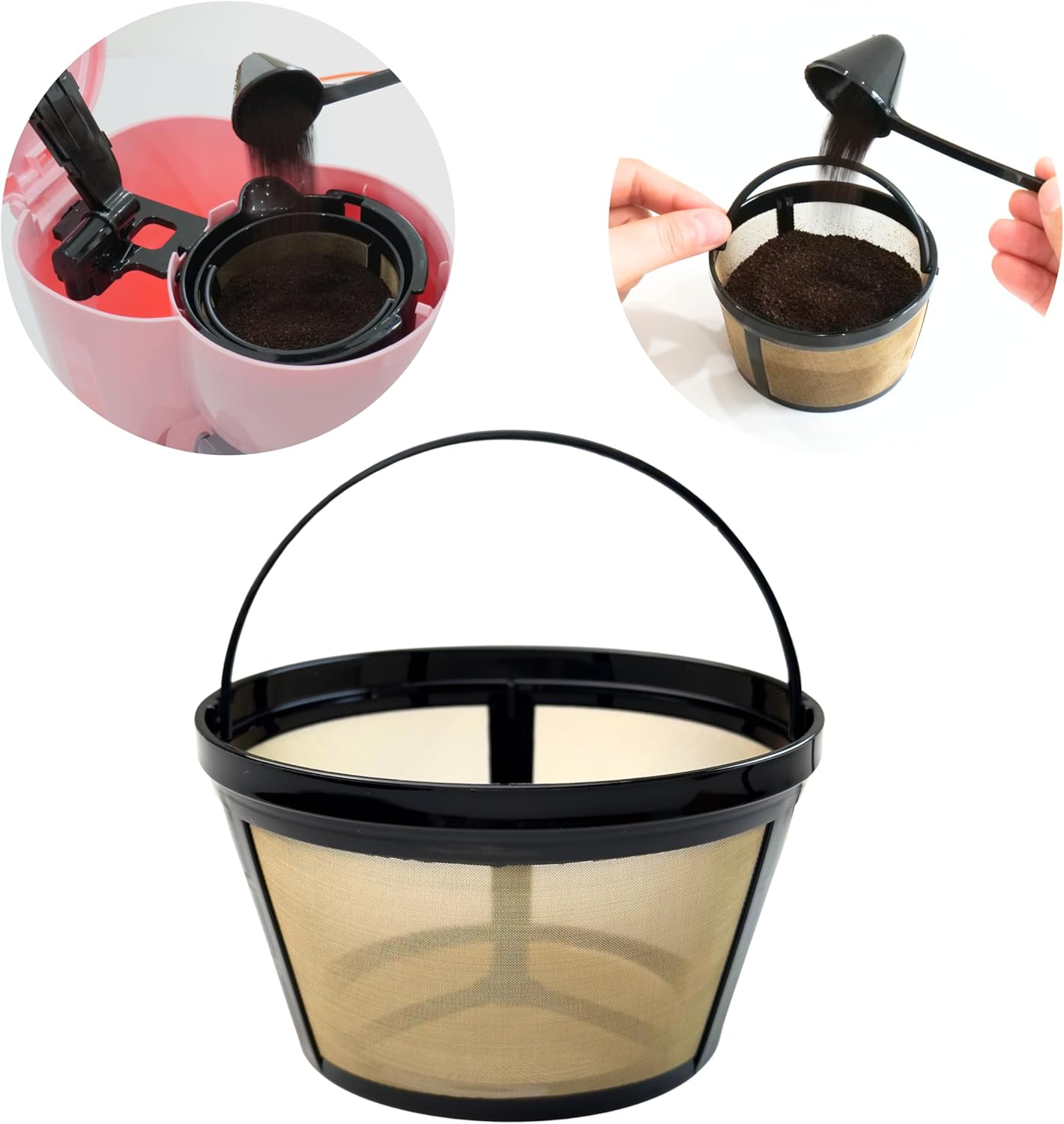 Reusable Coffee Filter, Eco - Friendly, Compatible with Mr. Coffee, Black+Decker, Cuisinart, Hamilton Beach and Other Standard 8-12 Cup Drip Coffee Makers, Replaces Paper, BPA Free (3 Pack)