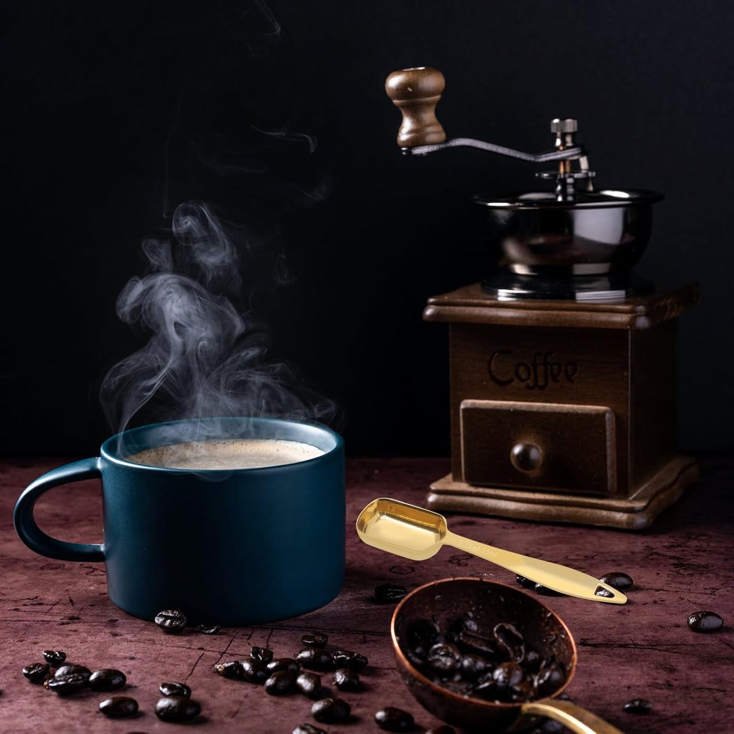 2 Pcs 1/8 Teaspoon (0.63 mL | 1/8 Tsp | 0.63 cc | 1/64 oz) Stainless Steel Single Measuring Spoon, Long Handle Metal Measuring Spoon, Kitchen Gadgets for Cooking & Baking(Gold)