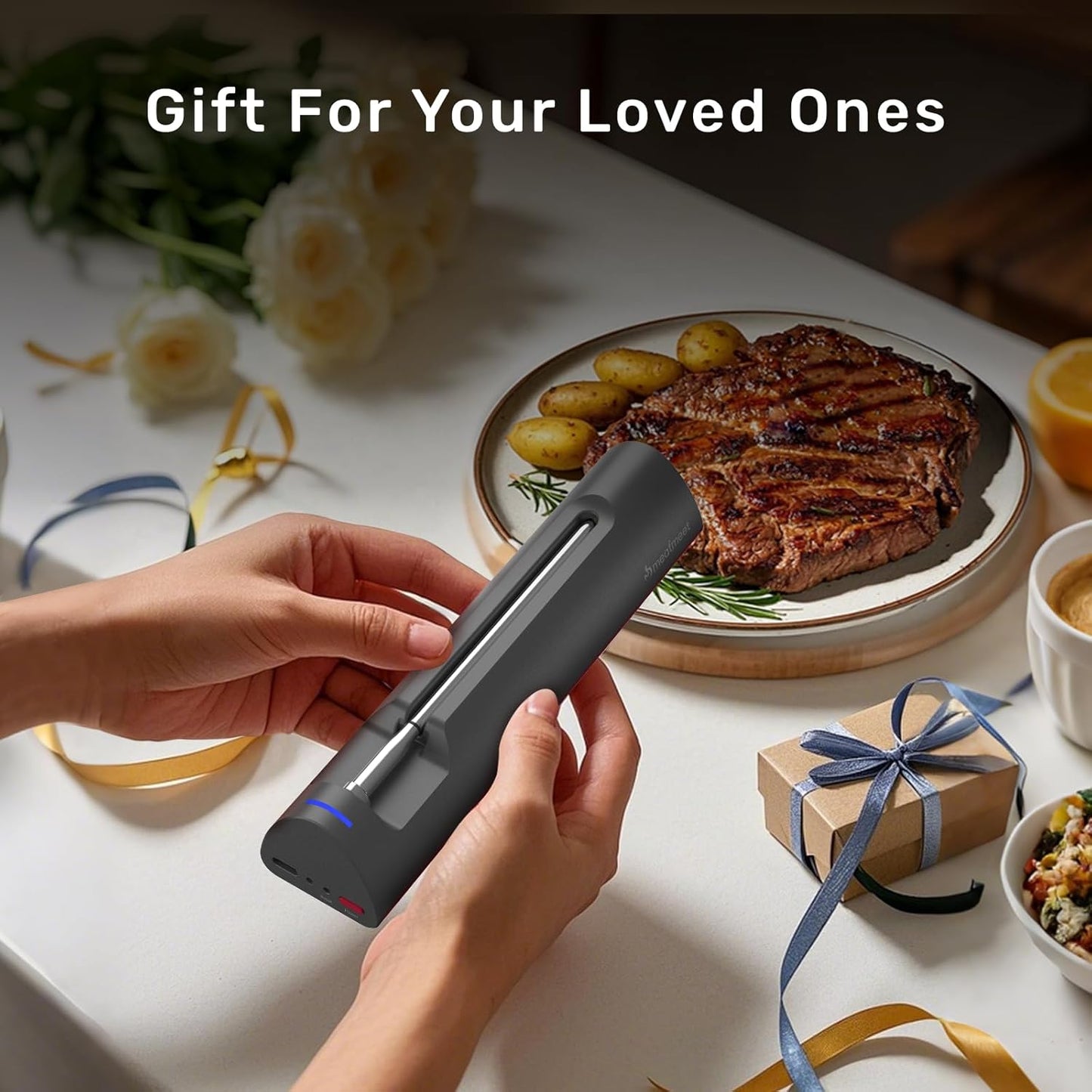 S Pro Bluetooth Wireless Meat Thermometer, 1080°F Heat, 6 Sensors, Enhanced Signal Base, EasySmart App, IP69 Waterproof, Ultra-Thin Probe, Digital Cooking Thermometer, Oven/Grill/BBQ/Air Fryer/Kitchen