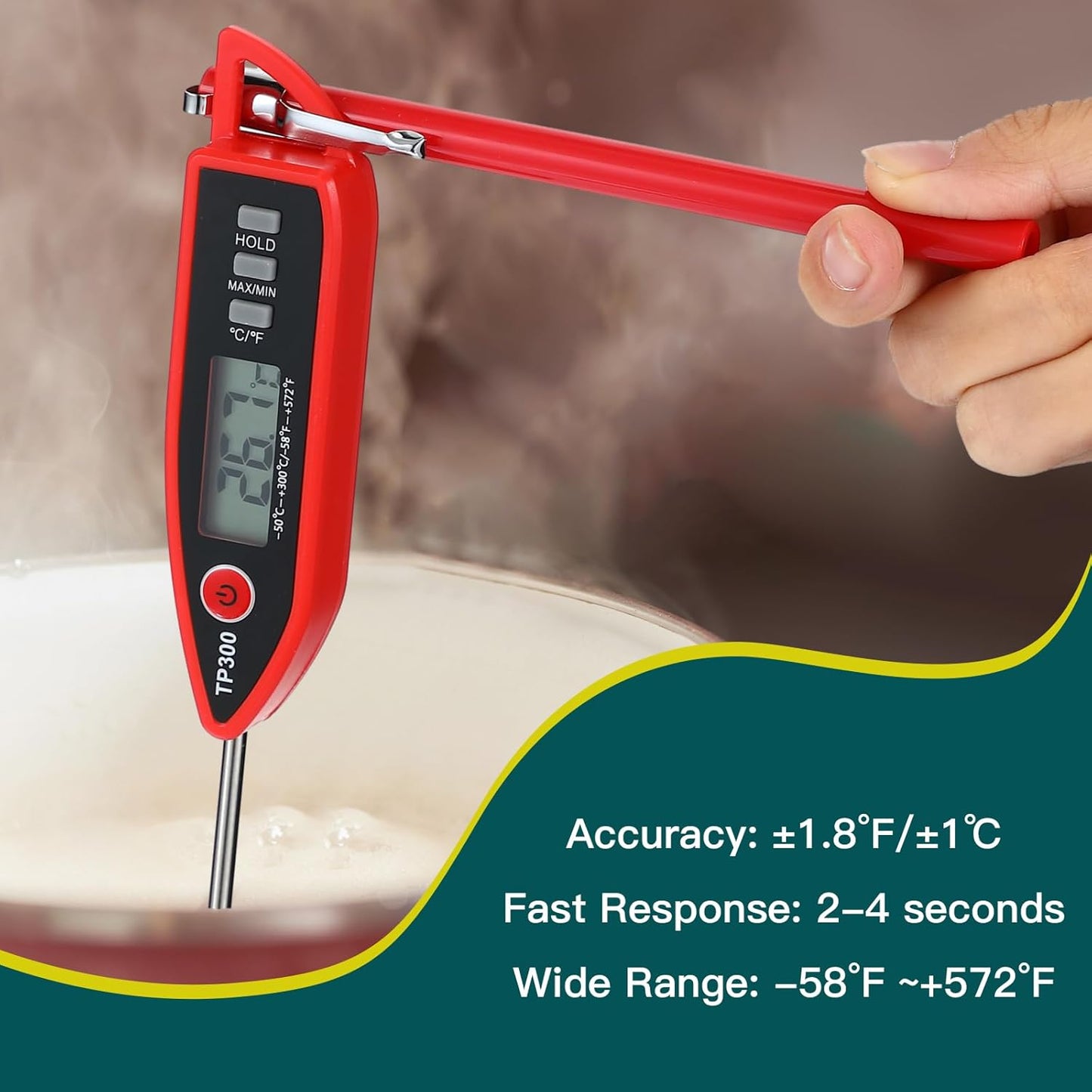 12 Set Waterproof Food Thermometer for Water, Liquid, Candle and Cooking Digital Meat Thermometer with Long Probe Instant Read for Kitchen BBQ Grill Candy (Red)