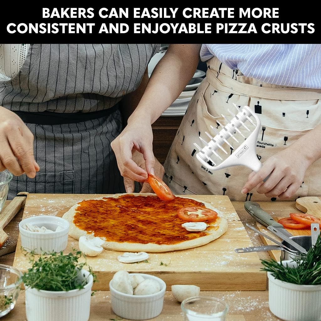 Orblue Pizza Dough Docker, Pastry Roller with Spikes Pizza Docking Tool for Home & Commercial Kitchen - Pizza Making Accessories that Prevent Dough from Blistering Light Gray