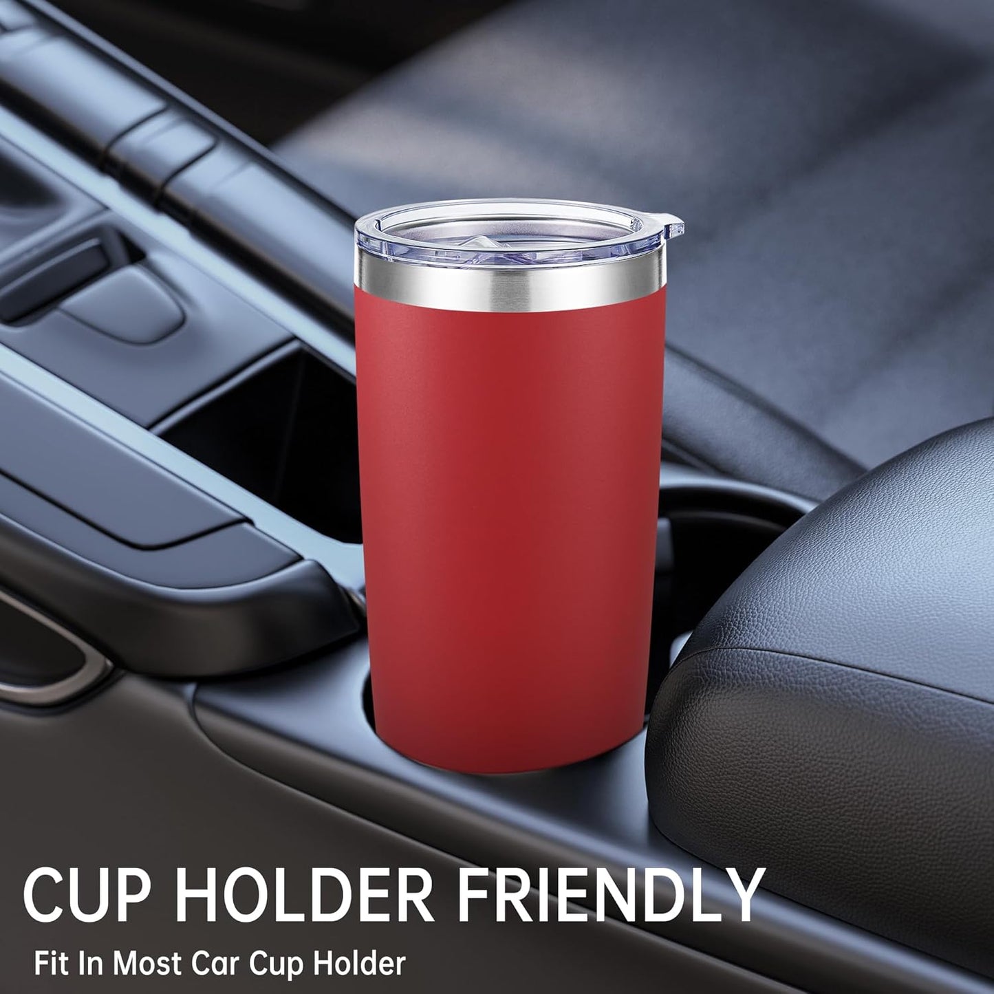 20 oz Tumbler Stainless Steel Tumblers with Lid Double Wall Vacuum Insulated Coffee Mug 20oz Powder Coated Cup for Hot and Cold Drinks, Red, 1 pack