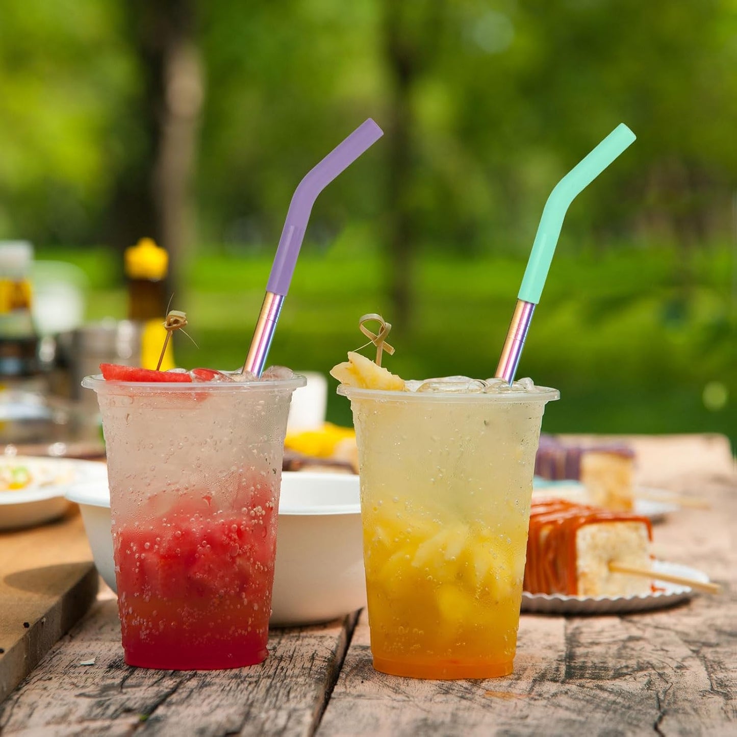 uxcell 12Pcs Silicone Straw Tips, Silicone Straw Elbows Tip, Soft Reusable Metal Straw Covers Fit for 10mm/0.39" OD Stainless Steel Straws, Purple