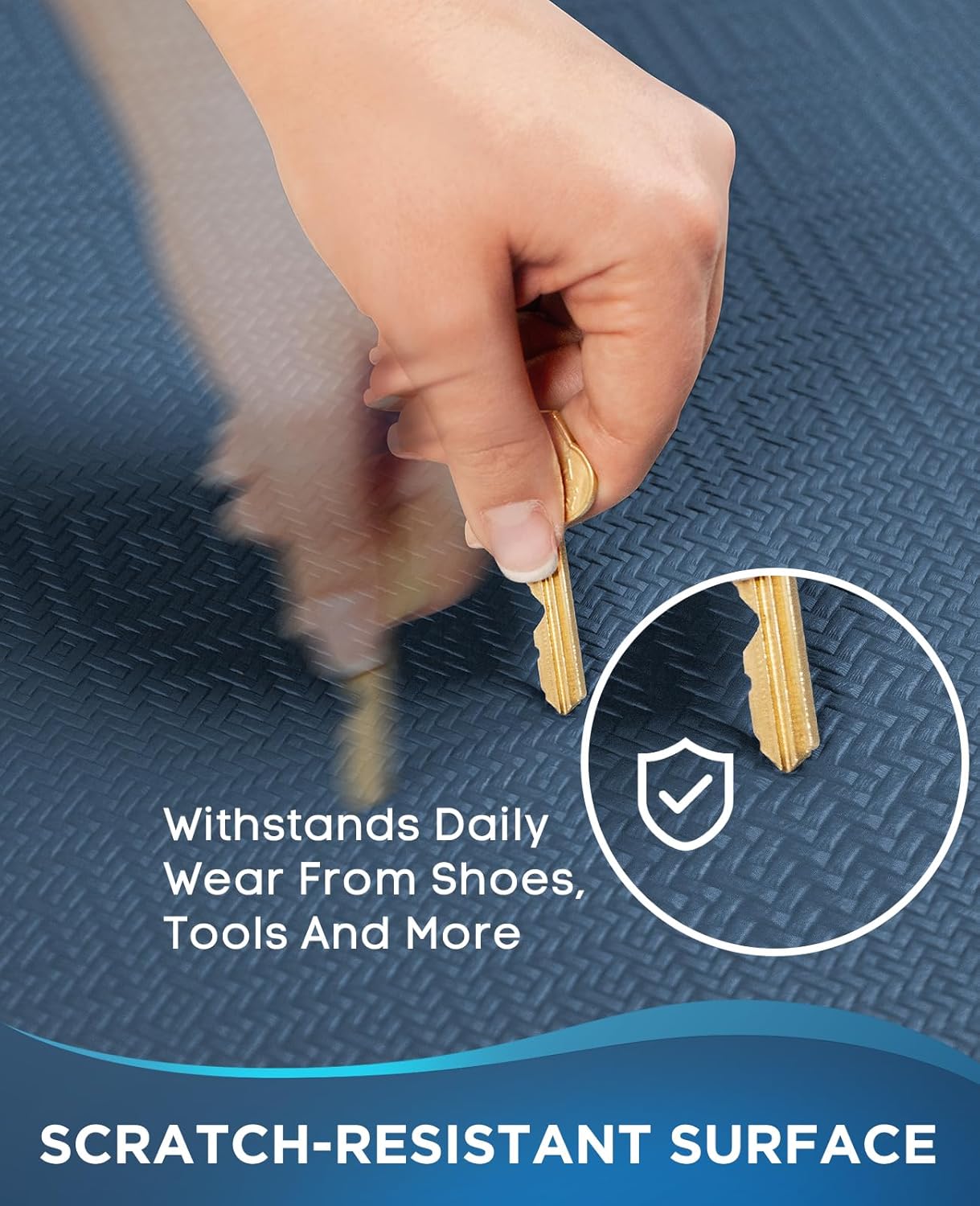 Ophanie Kitchen Mats for Floor, 3/4 inch Thick, 20x32 Anti Fatigue Cushioned Mat, Kitchen Rugs, Waterproof, Comfort Ergonomic Standing Mat for Office, Home, Sink, Blue Non-Slip Ridged Bottom