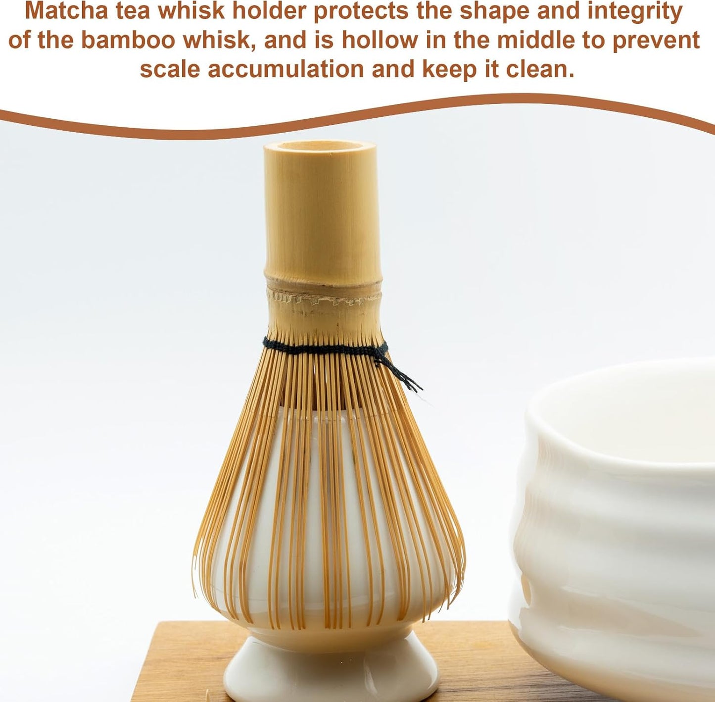 HARFINGTON Ceramic Chasen Stand 73mm Matcha Whisk Holder Teas Set Whisks Stand Traditional Matcha Tea Chasen Holder Tea Set Accessories for Tea Tasting, Matte White