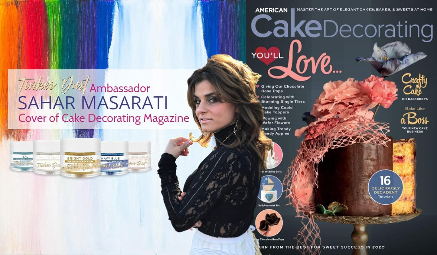 BAKELL Cranberry Edible Glitter, 25 Grams | TINKER DUST Edible Glitter | KOSHER Certified | 100% Edible Glitter | Cakes, Cupcakes, Cake Pops, Drinks, Dessert Vegan Glitter & Dusts (25g, Cranberry)