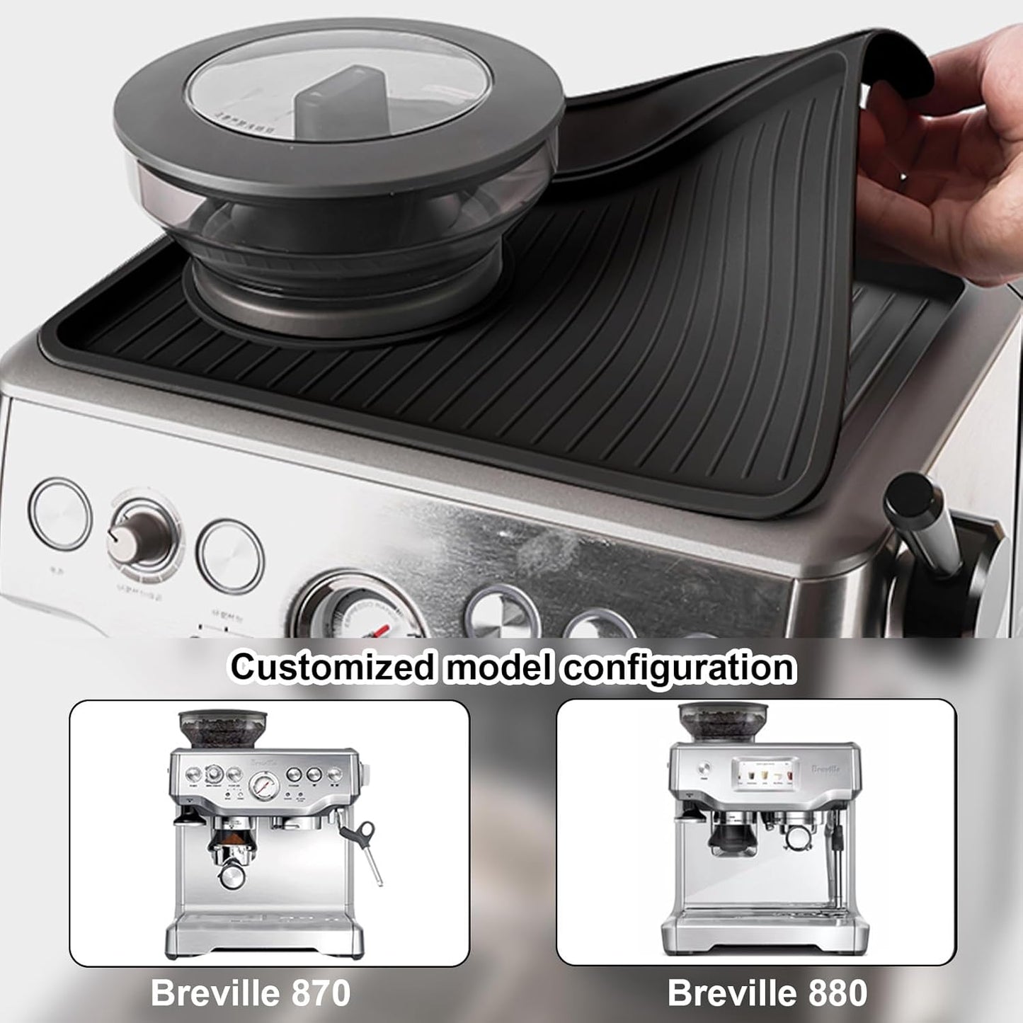 Tamping Mat for Espresso Machine,Coffee Machine Mat,Espresso Accessories,food Grade Silicone Material, Non-slip, Waterproof and Heat-Resistant,for Amping Mat for Breville 870/880