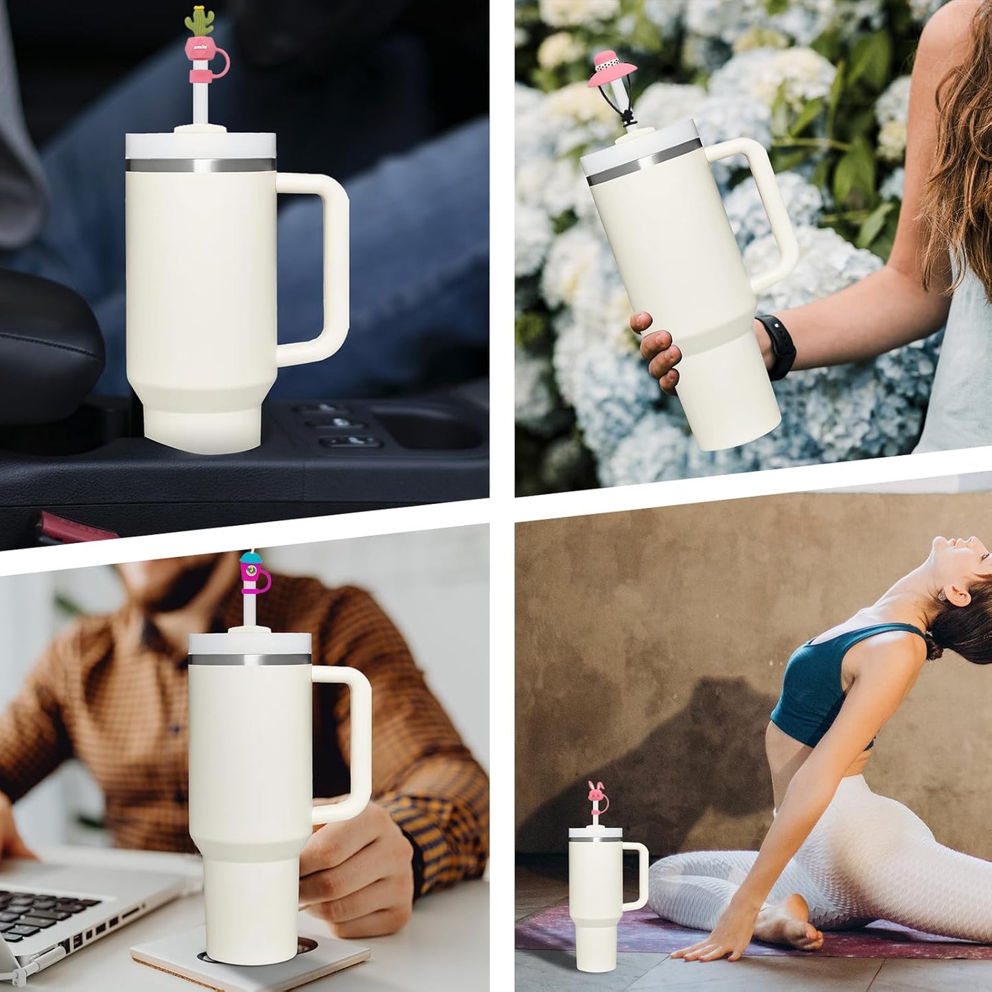 Straw Covers for Stanley, Straw Toppers for 10mm Straws 30OZ/40OZ Stanley Tumblers, Food Grade Silicone. (5pcs-Basic-Orange)