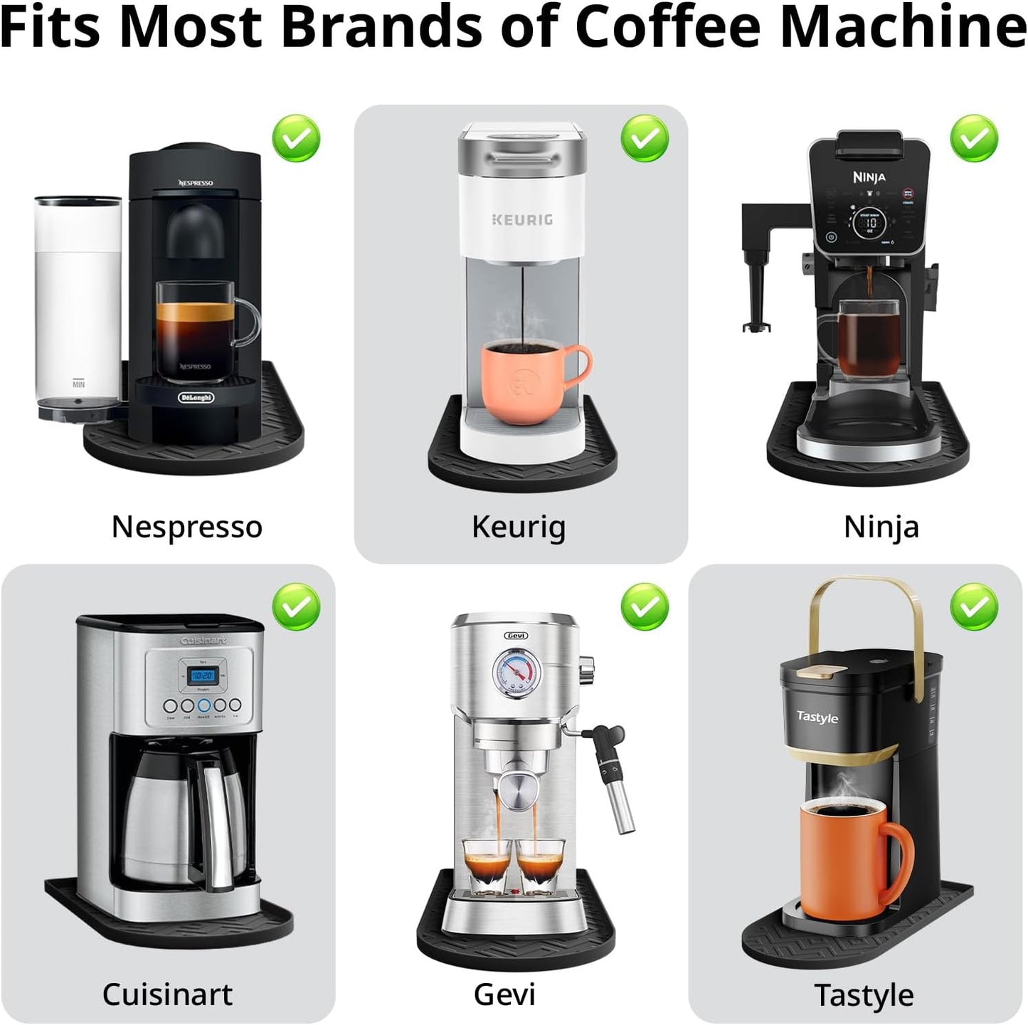 Silicone Coffee Mat,15.8"x 11.8"in Bar Mat for Countertop,Heat-Resistant,Non-Slip,Leak-Proof,Fit for Coffee Maker/Espresso Machine-Black