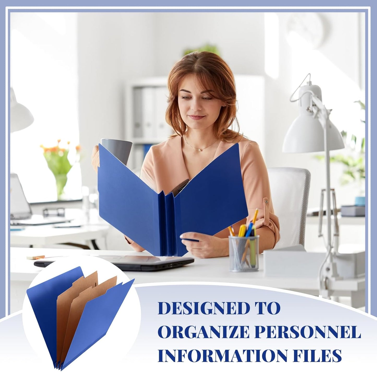 36 Pcs Classification Folders Letter Size, 2 Divider Pressboard File Folders with 3. 5 Inch Expansion, 2 Prongs Fastener, Heavy Duty Office File Organizers for Teachers, Medical (Dark Blue)