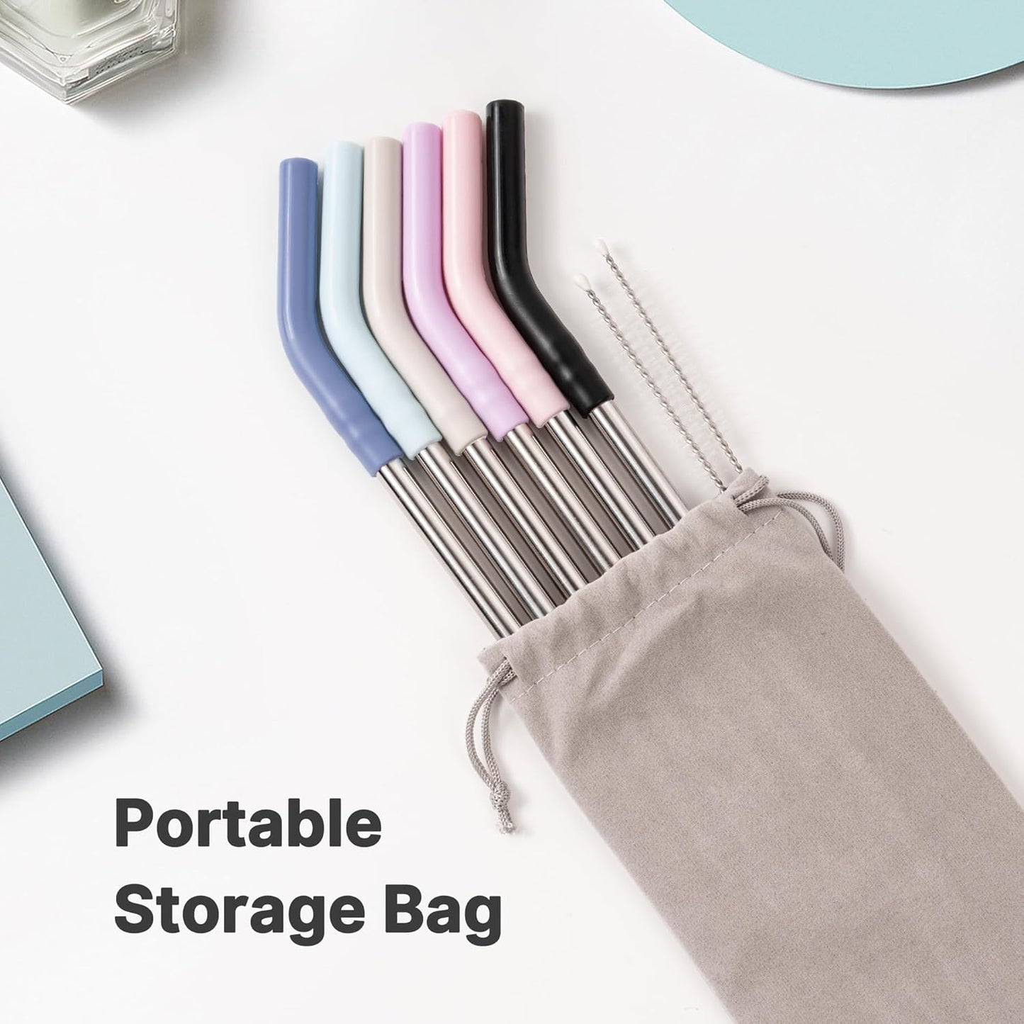 Straws for Stanley Cup 40 oz,Metal Straws Reusable with Silicone Tips for 40 oz Tumbler Cup-12" Extra Long Stainless Steel Straight Drinking Straw,Cleaning Brush