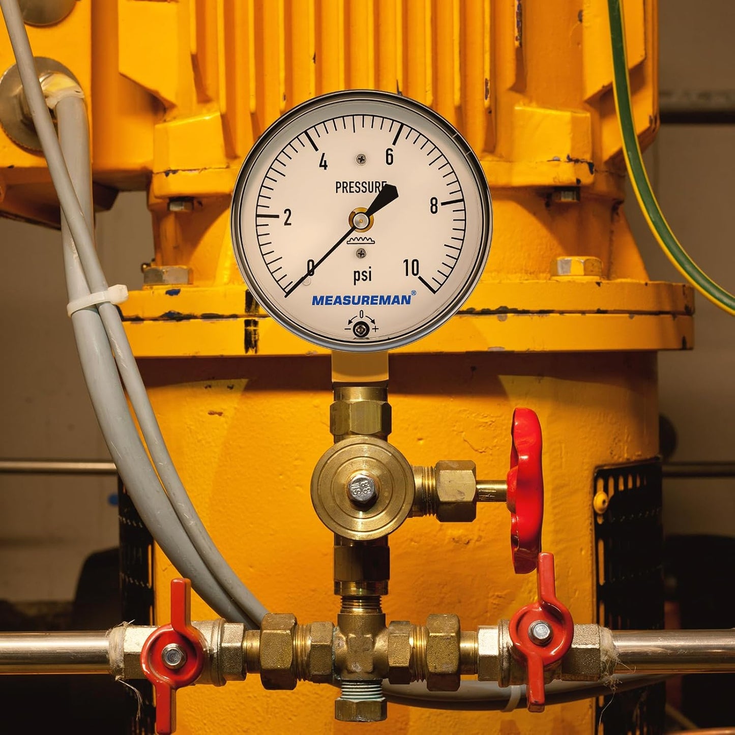 MEASUREMAN Diaphragm Type Capsule Low Pressure Gauge, 2-1/2" Dial, 1/4" NPT Lower Mount, Adjustable, 0-10Psi