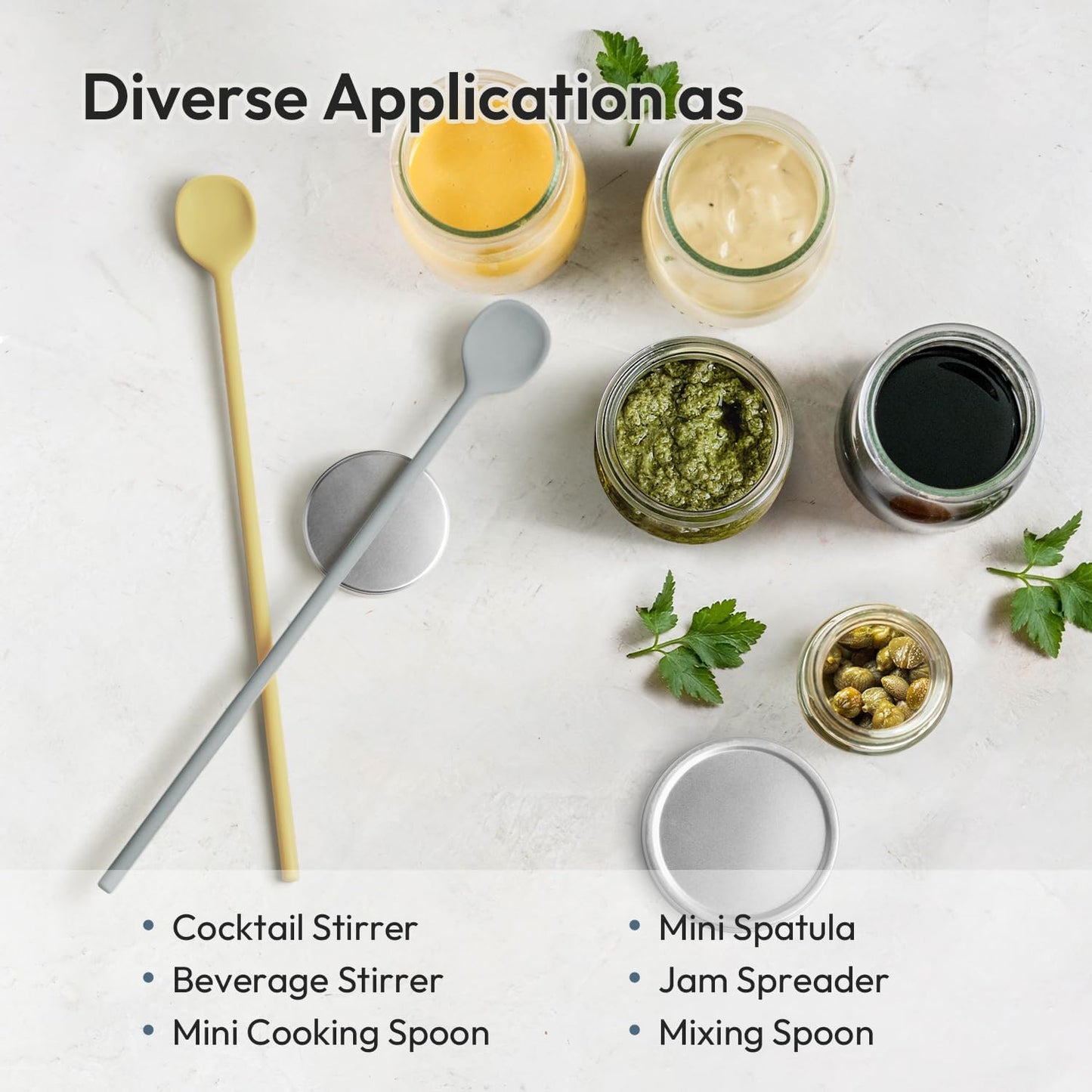 2Pcs Carrotez 9.9" Silicone coffee stirrer, Long Coffee Spoon, Reusable Iced Tea Spoon, Multipurpose Beverage Stirring Stick - Grey
