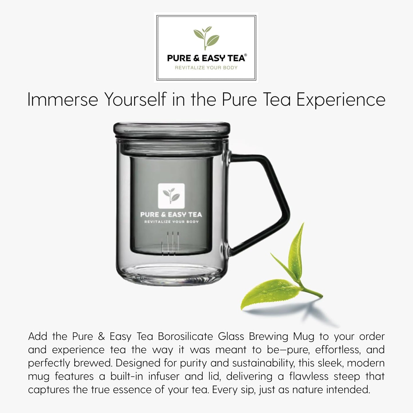 Pure And Easy Tea, Clever Endeavor, Natural Focus & Mental Clarity Tea, Caffeinated Loose Leaf Blend with Ginkgo Biloba & Yerba Mate, 30-Day Supply, 100g