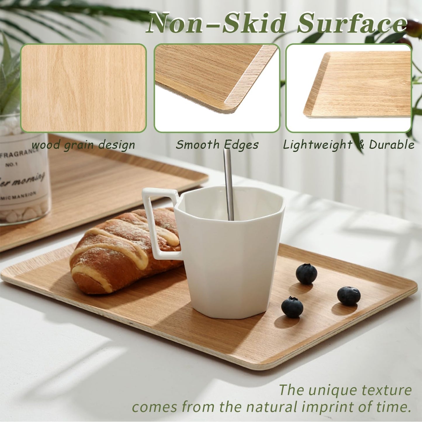 Wooden Trays for Eating, Decorative Serving Trays - 8 x 11 Inch, Brown